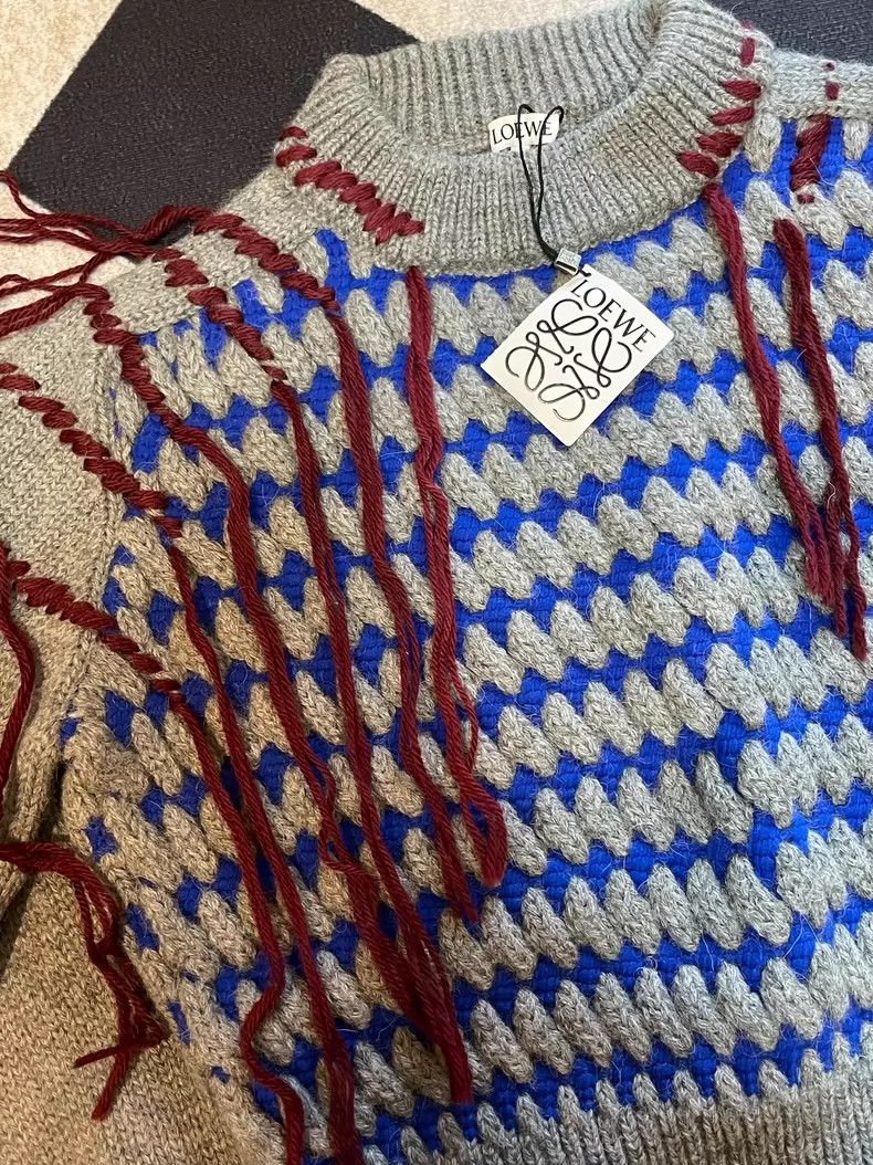 Loewe LOEWE Colorful short wool sweater with fringe decoration Size S / US 4 / IT 40 - 6 Thumbnail
