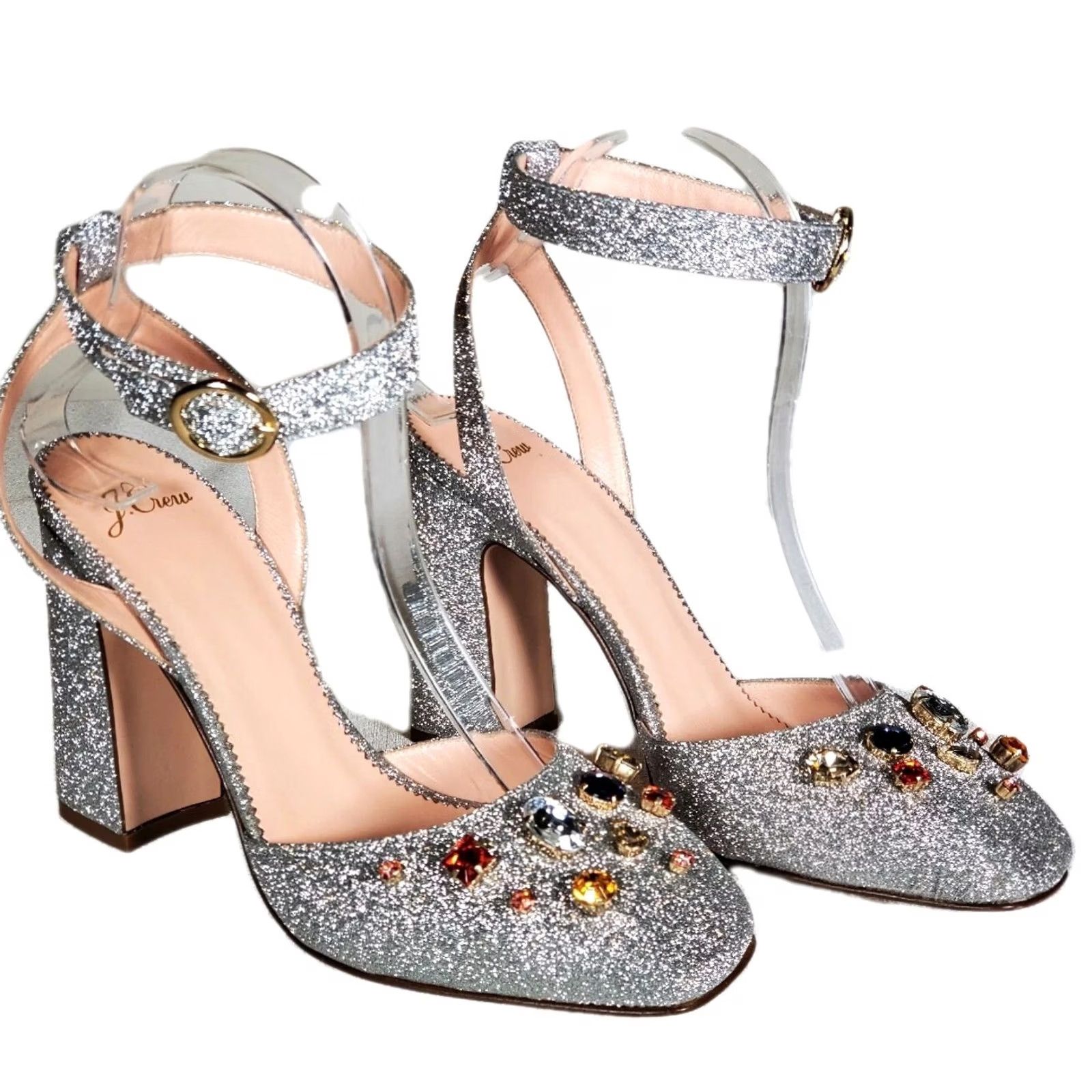 J.Crew J.Crew Harlow Ankle Strap Pumps Heels Embellished Glitter Crystals Women's US 8 Size US 8 / IT 38 - 2 Thumbnail