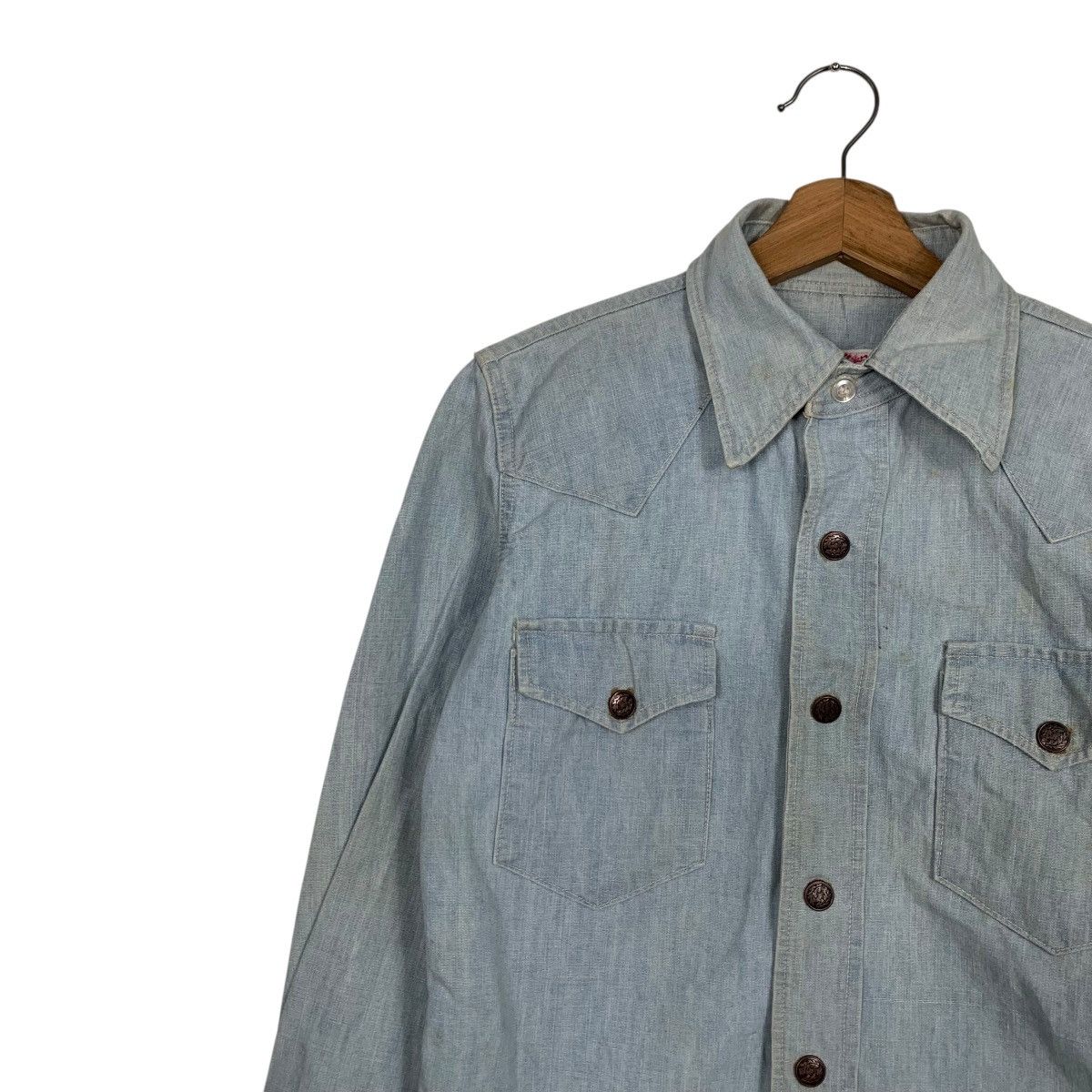 Japanese Brand Vintage 90's DOMINGO Denim Shirt #2925-C132 Size US M / EU 48-50 / 2 - 6 Thumbnail
