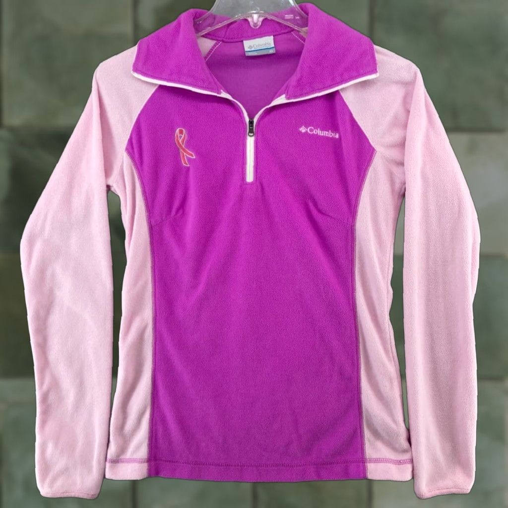 Pinko Columbia Womens Fleece Pullover XS Pink Breast Cancer Awareness Outdoor Athletic Shirt Size XS / US 0-2 / IT 36-38 - 1 Thumbnail
