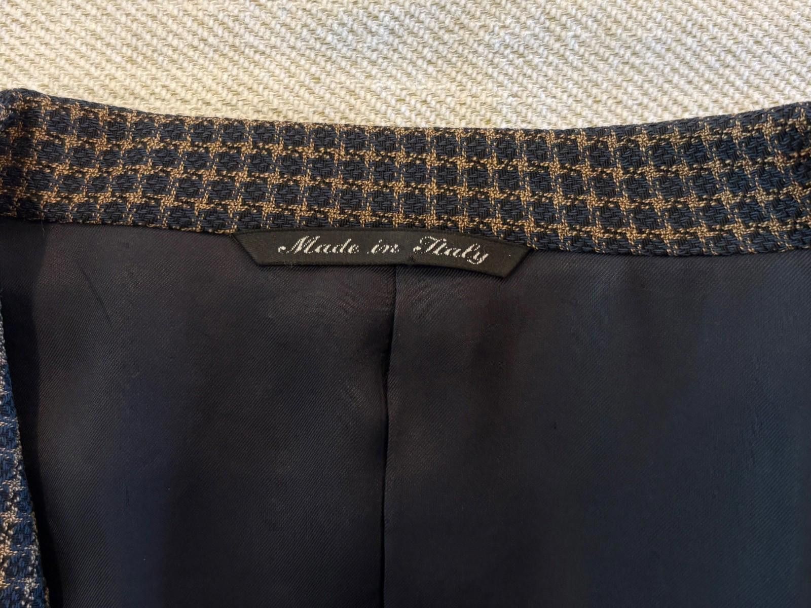 Canali Canali Proposta Sport Coat 48R Blue Tan Micro Check Wool Size 48R - 8 Thumbnail