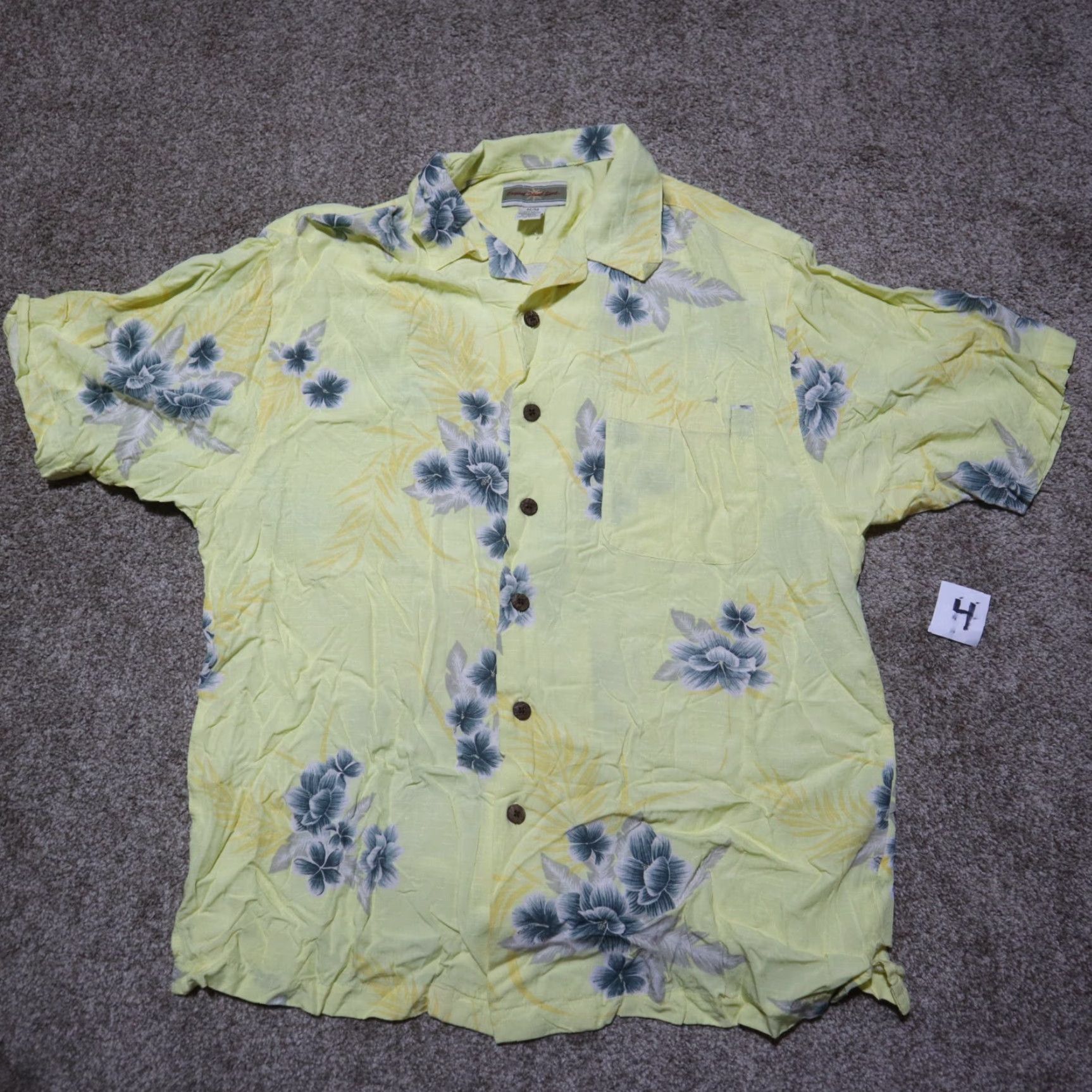 Vintage Original Island Sport Shirt Men M Medium Yellow Floral Hawaiian Button-Down Long Sleeve Size US M / EU 48-50 / 2 - 2 Thumbnail