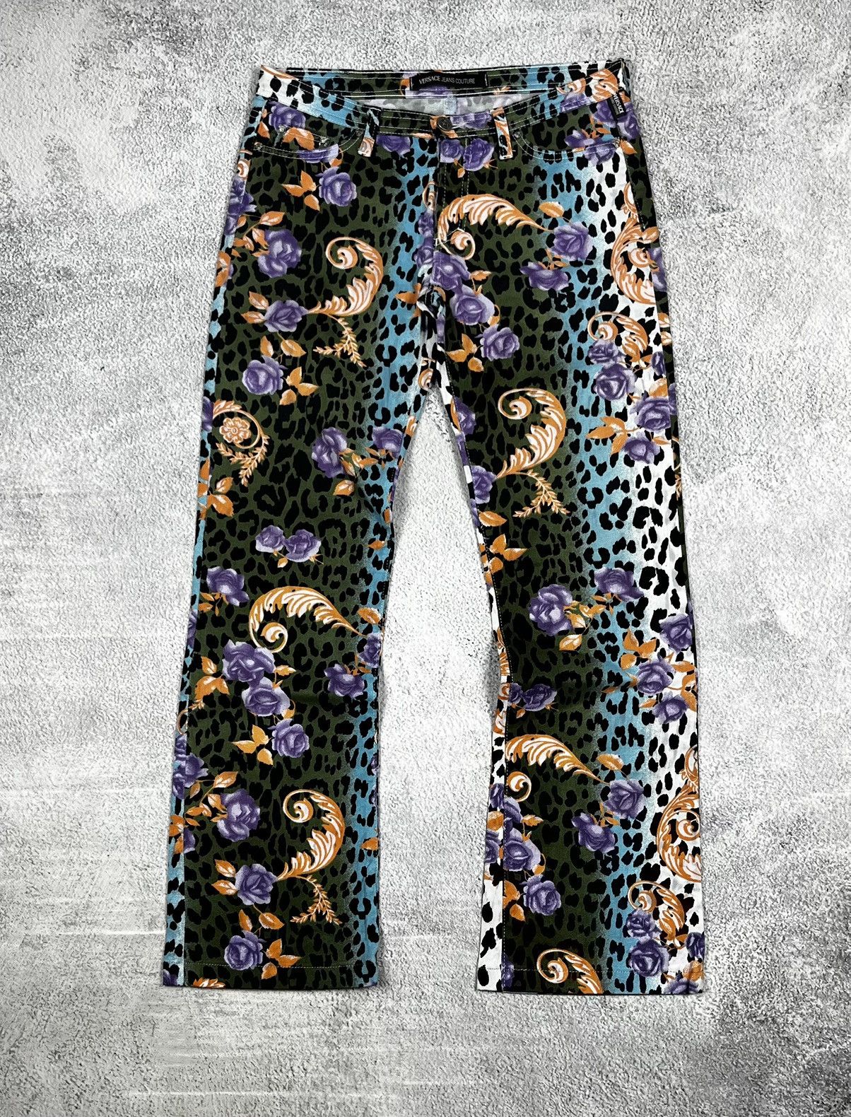 Versace Jeans Couture Gianni Versace Bold Multi-Color Leopard with Floral Print Size 28" / US 6 / IT 42 - 1 Thumbnail
