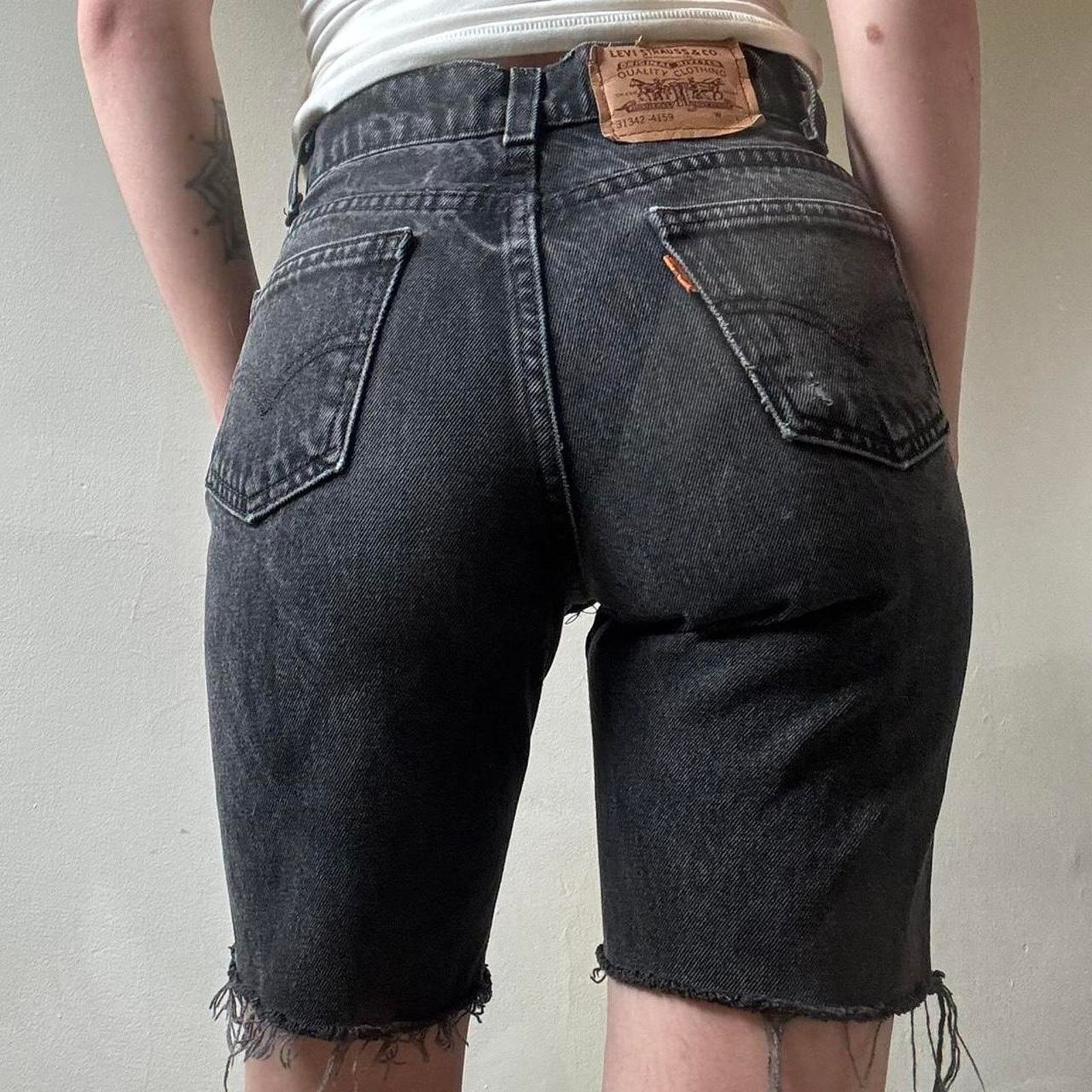 Levi's Vintage Levi’s Orange Tab Faded Black Cutoff Shorts 23 90s Size 23" - 5 Thumbnail