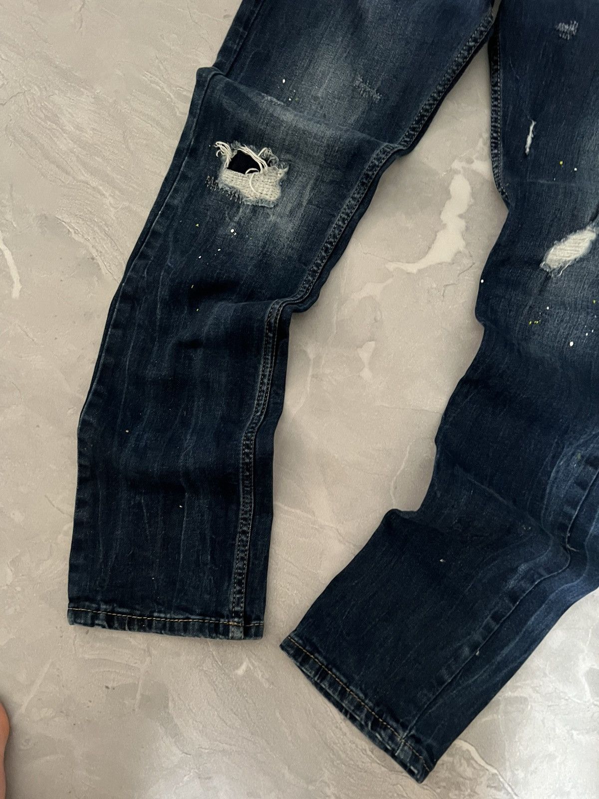 Japanese Brand Distressed Faded Slim Denim — Clean Streetwear Glam Look 90s Size US 31 - 3 Thumbnail
