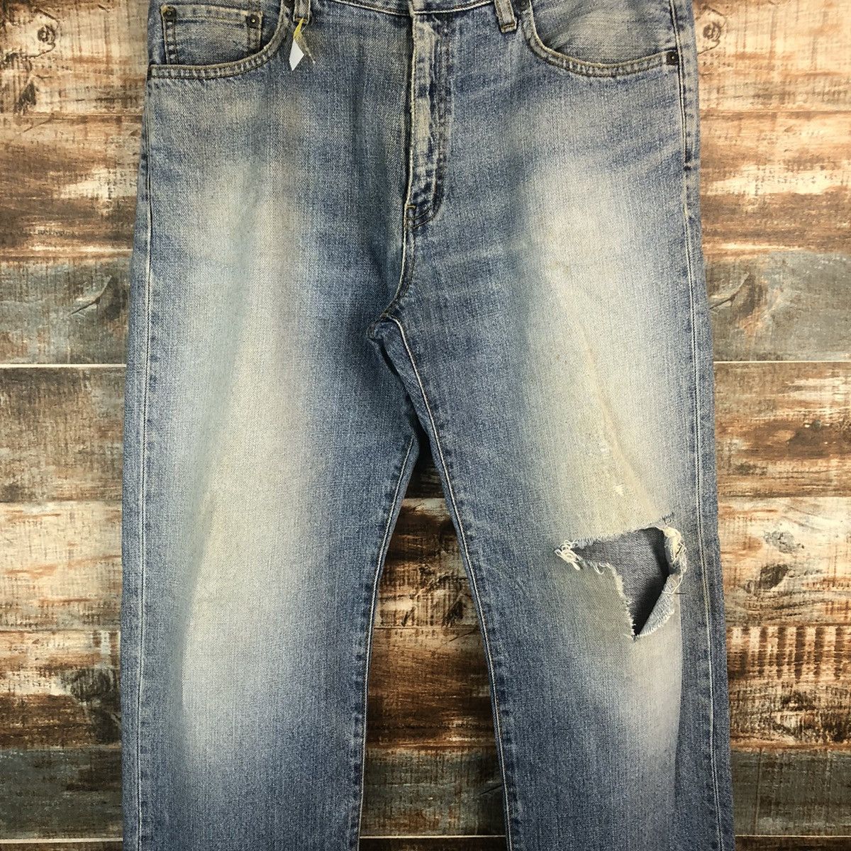 Japanese Brand DL Uniqlo Blue Distressed Denim Pants #C292 Size US 32 / EU 48 - 5 Thumbnail