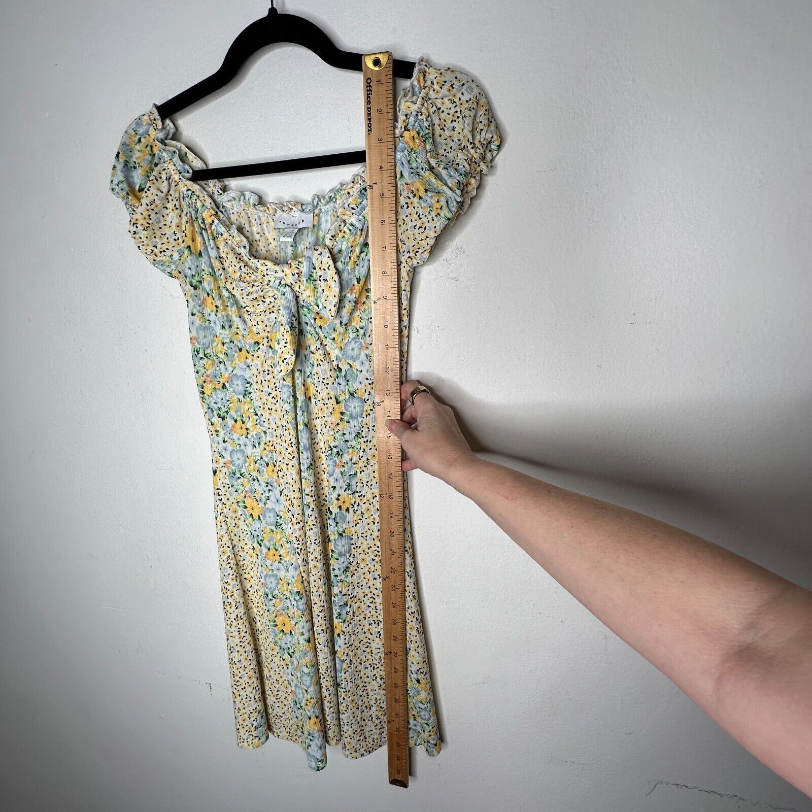 Topshop Topshop Yellow Multi Color Ditsy Floral Off Shoulder Mini 4 Size S / US 4 / IT 40 - 9 Thumbnail