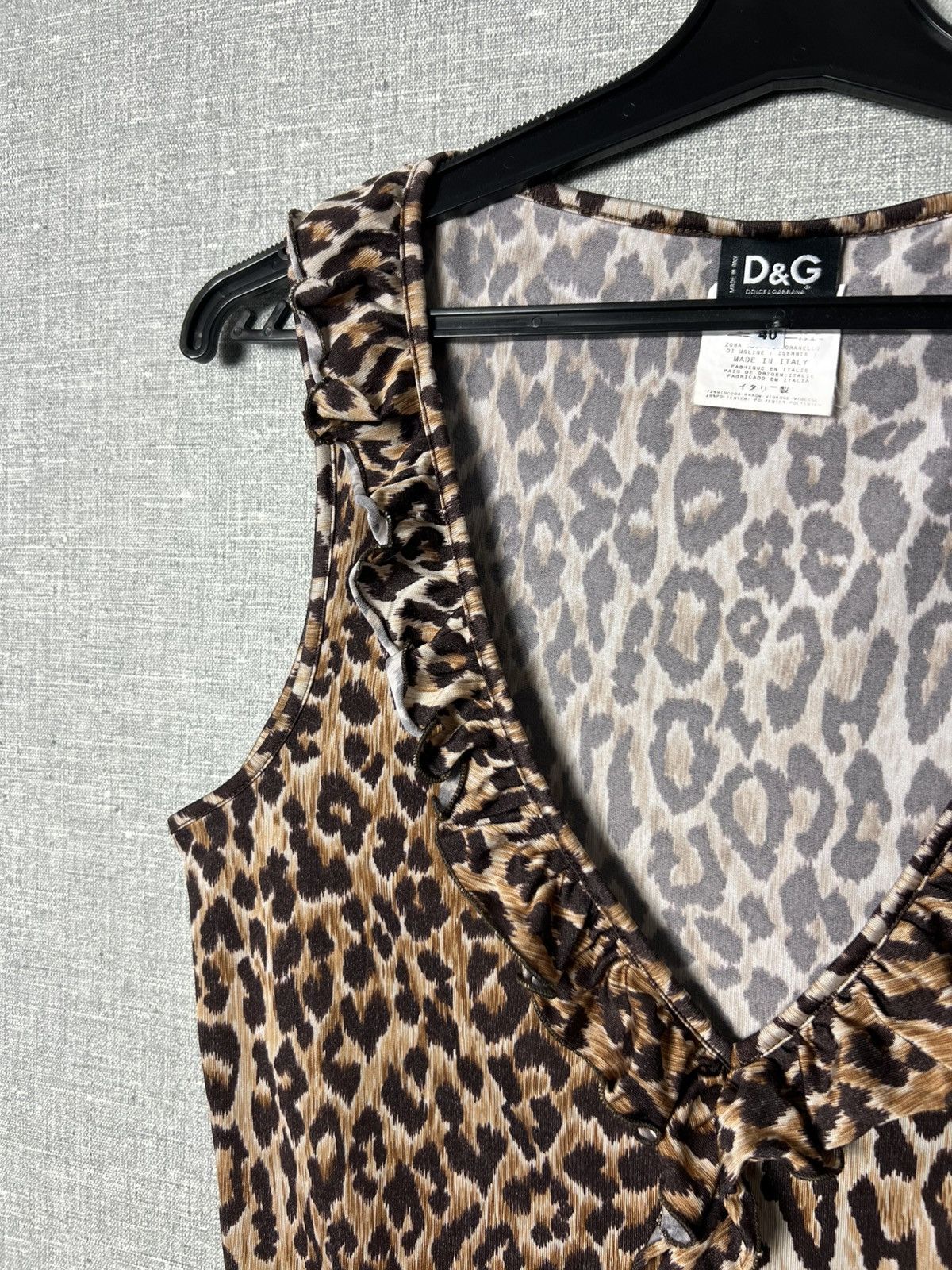 Dolce & Gabbana × Vintage Dolce & Gabbana Leopard Print Ruffle Trim Sleeveless Top D&G Size L / US 10 / IT 46 - 5 Thumbnail