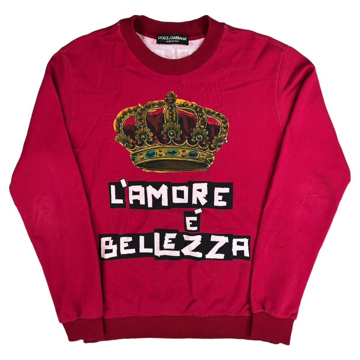 image of Dolce Gabbana Size S Sweatshirt L’Amore É Bellezza Logo in Red, Men's