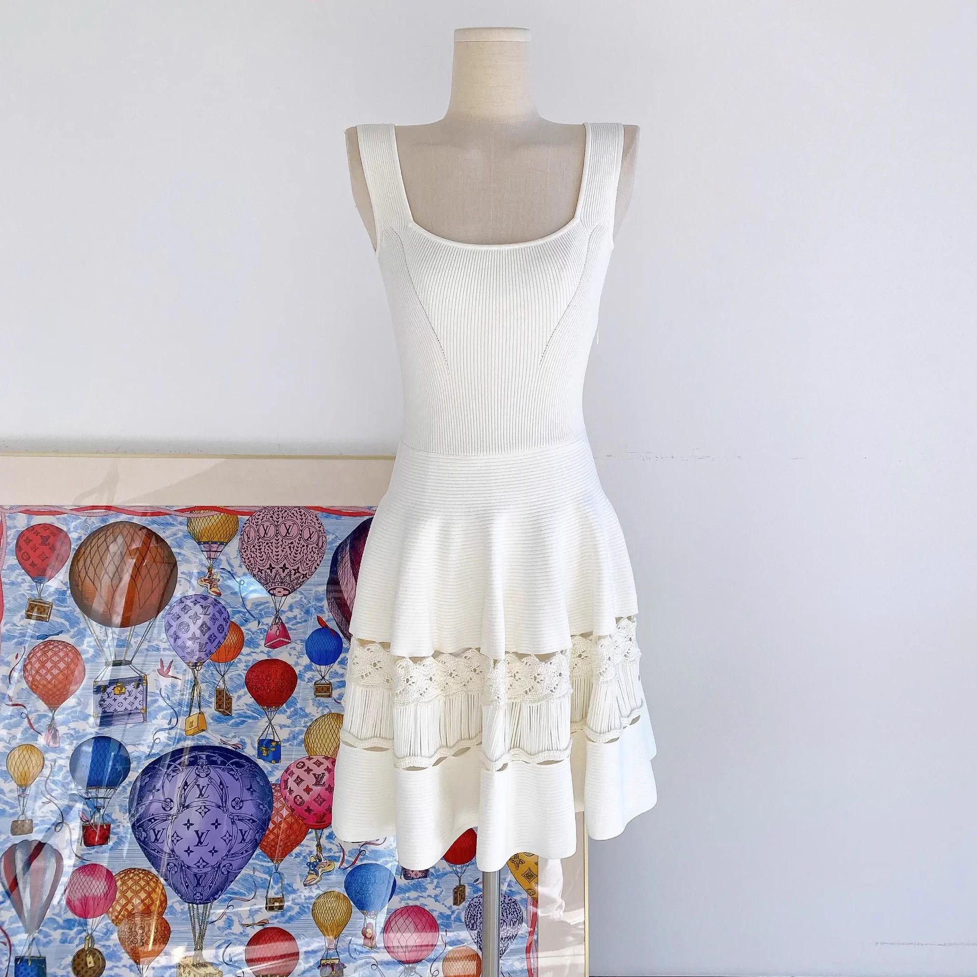 Alexander McQueen white sleeveless knit dress XS