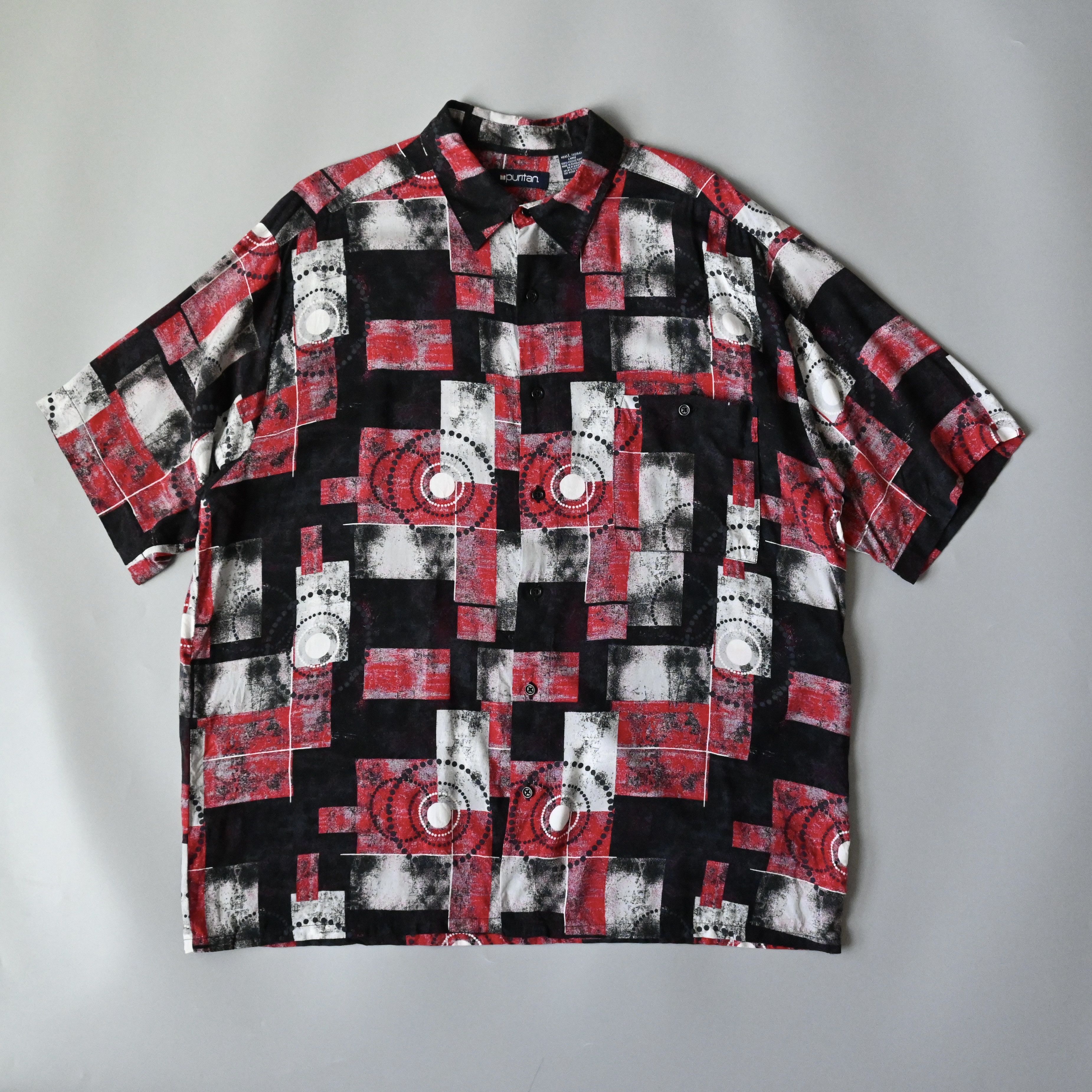 Puritan VTG 90s Puritan geometric pattern rayon shirt, Bulls color Size US L / EU 52-54 / 3 - 2 Thumbnail