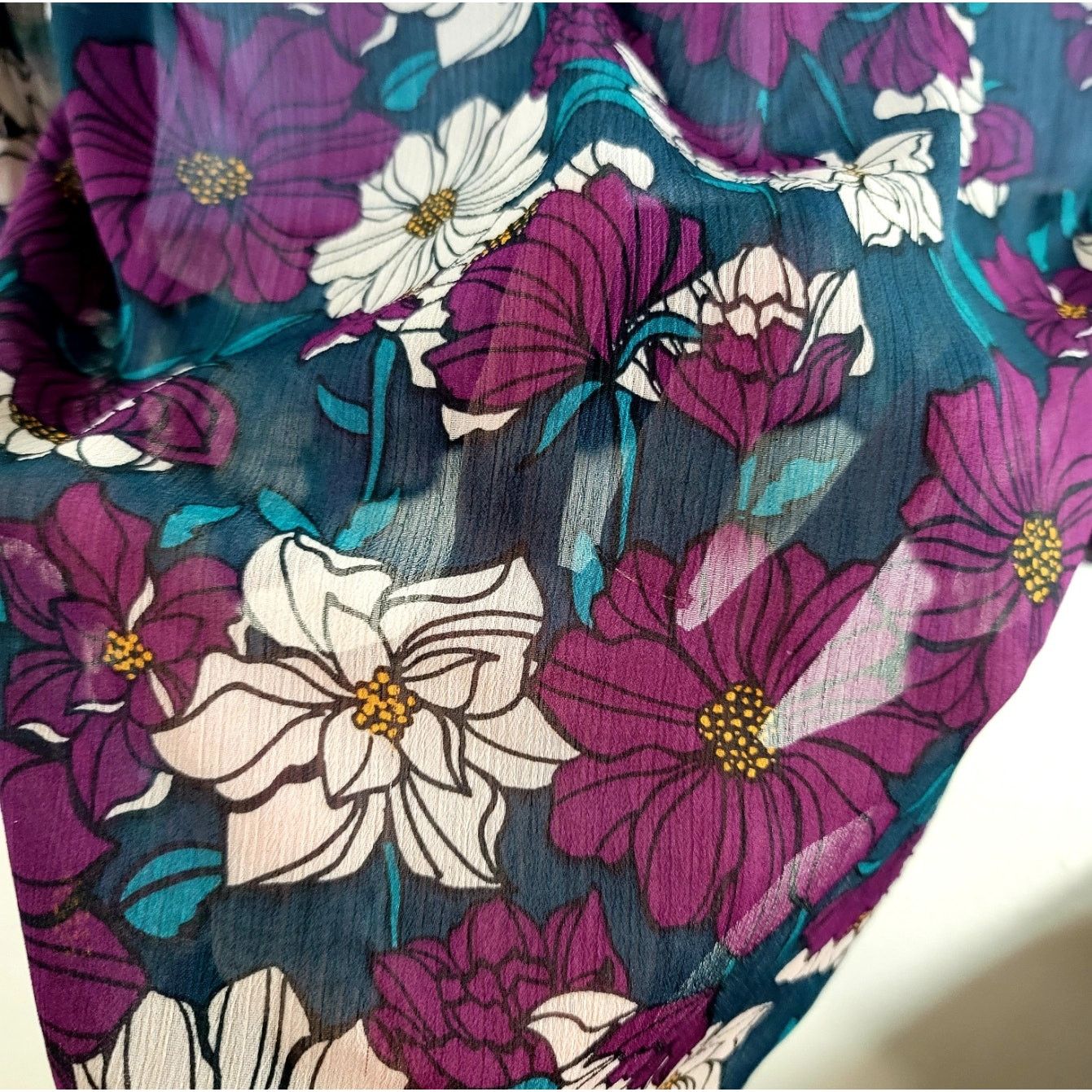 Other KUT From The Kloth Stitch Fix Teal Sheer Floral Top Medium Size M / US 6-8 / IT 42-44 - 5 Thumbnail