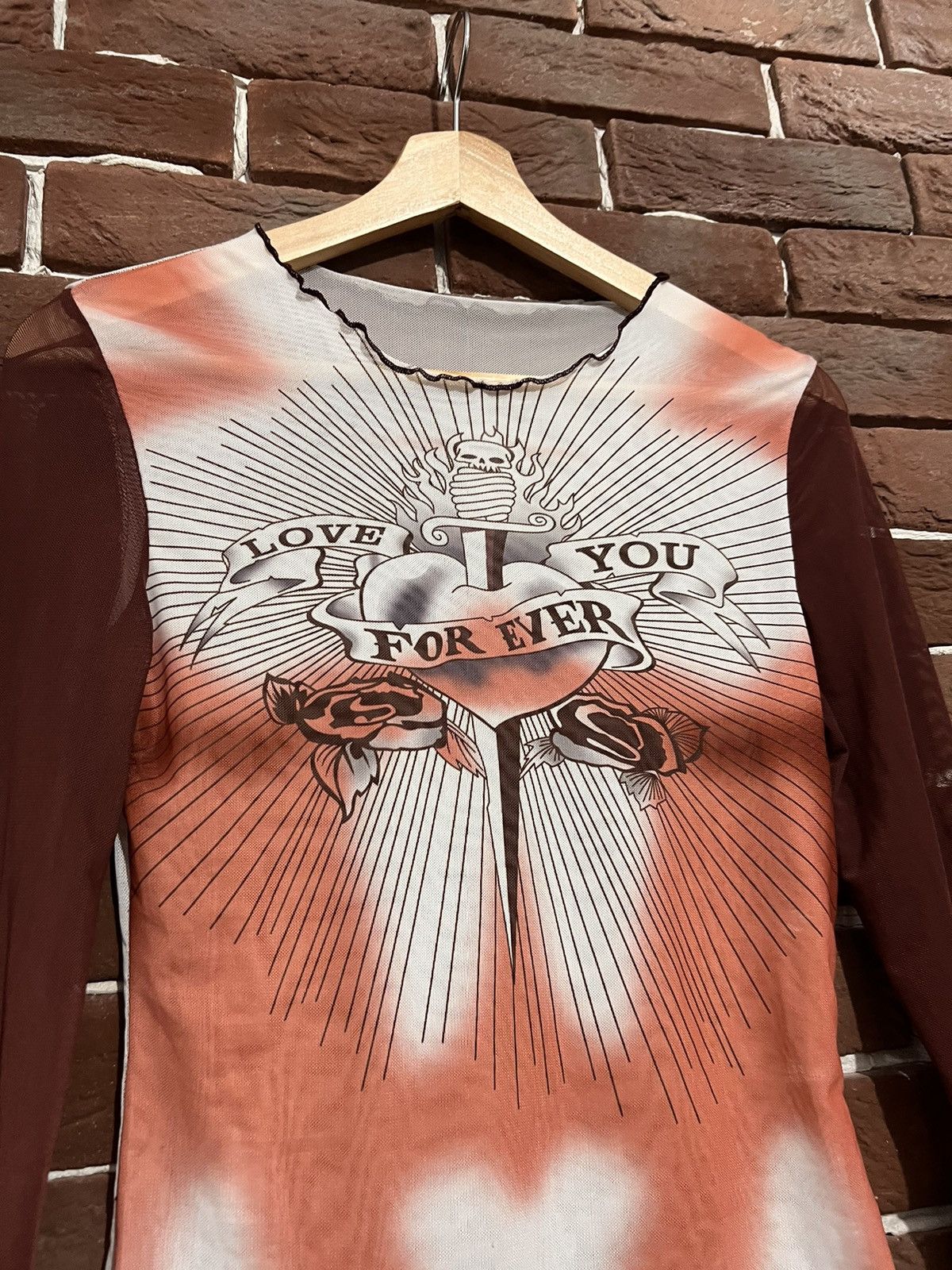 Japanese Brand × Vintage Mesh Longsleeve like JPG Love you forever Size US XS / EU 42 / 0 - 3 Thumbnail