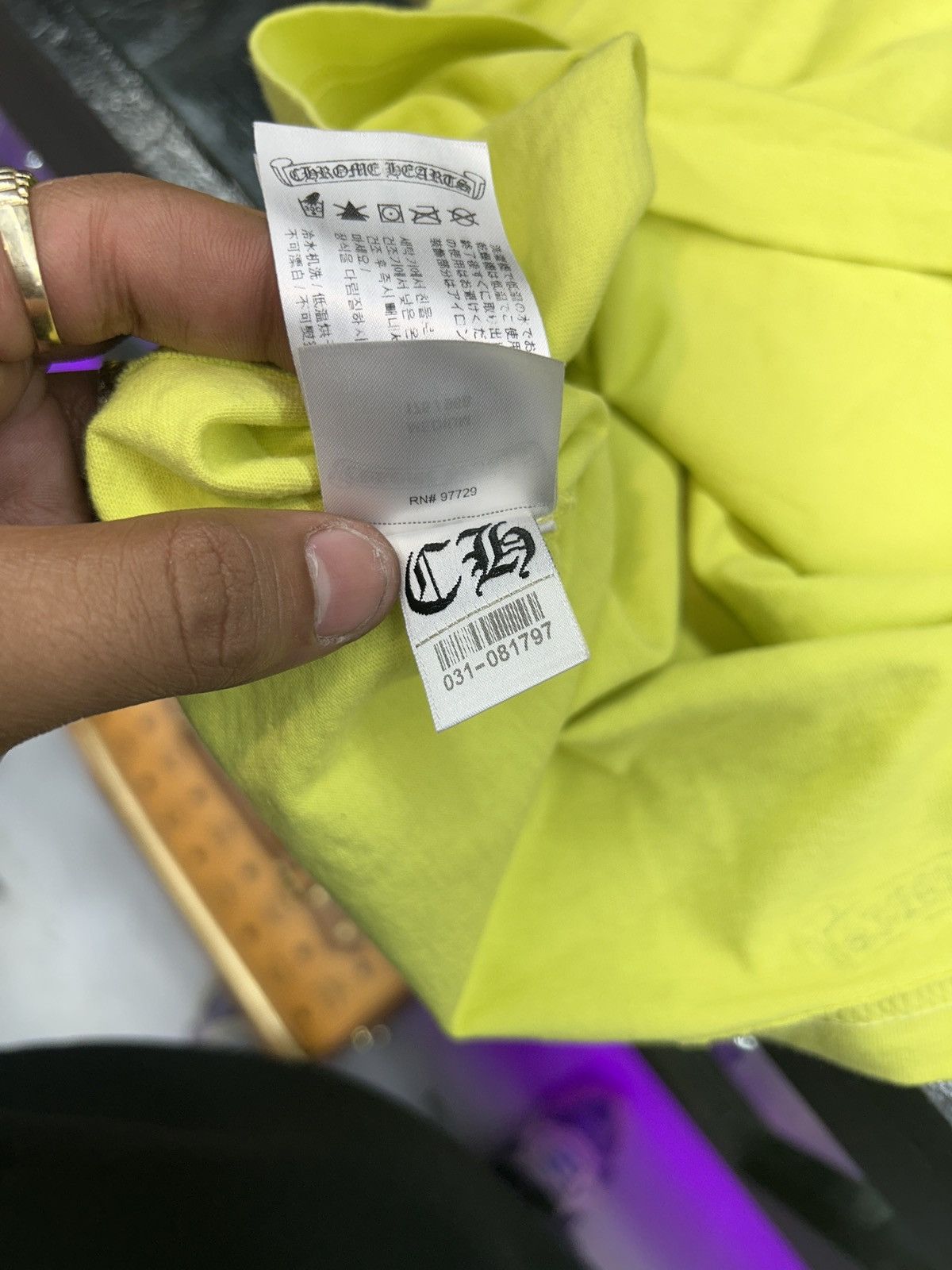 image of Chrome Hearts x Matty Boy Neon Tee - Medium in Neon Green, Men's