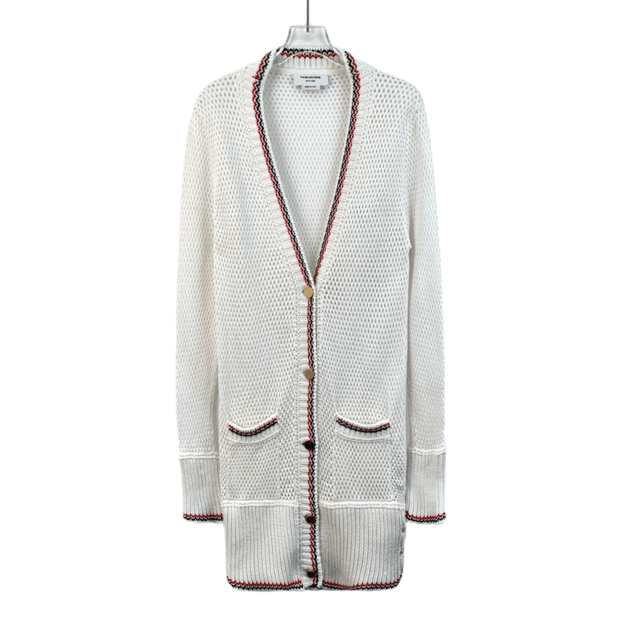 Thom Browne Knit Cardigan – White Cotton Eyelet (Size M)