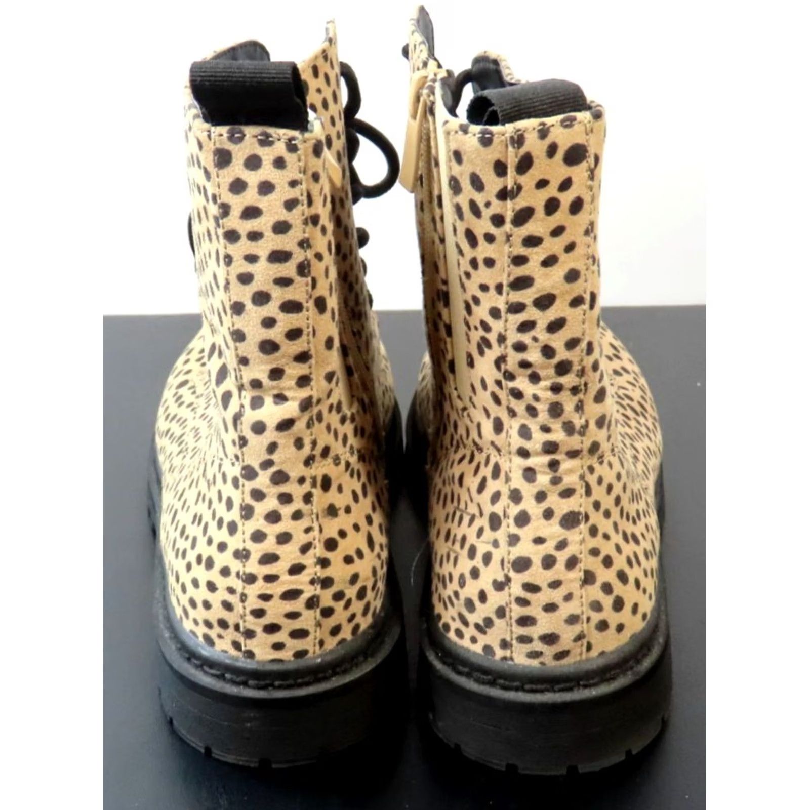 Torrid Torrid Stevie Women's 10W Lace-Up Combat Boots Faux Leather Leopard Zipper Ivory Animal Print Block Heel Rubber Ankle Shoes Size US 10 / IT 40 - 5 Thumbnail