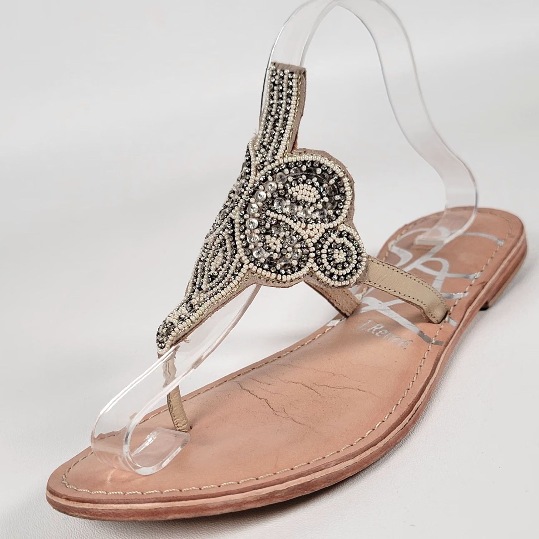 Vintage J. Renee Rhinestone Thong Sandals Women's Size 9 Olivia Miller Slip On Flat Silver Rhinestone Sandal Slide Women Shoes Size US 9 / IT 39 - 2 Thumbnail