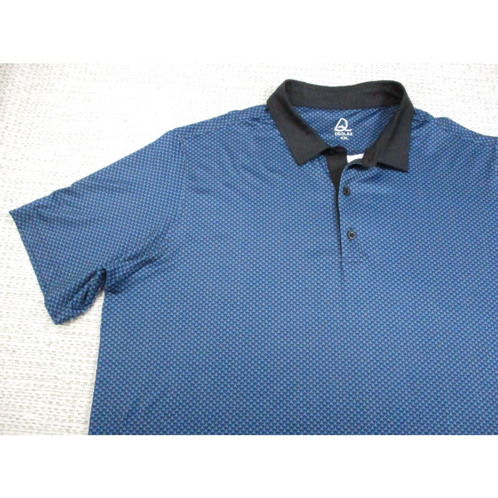 Vintage DEOLAX Polo Shirt Mens XXL Blue Geometric Print Short Sleeve Collar Golf Casual Size US XXL / EU 58 / 5 - 3 Thumbnail