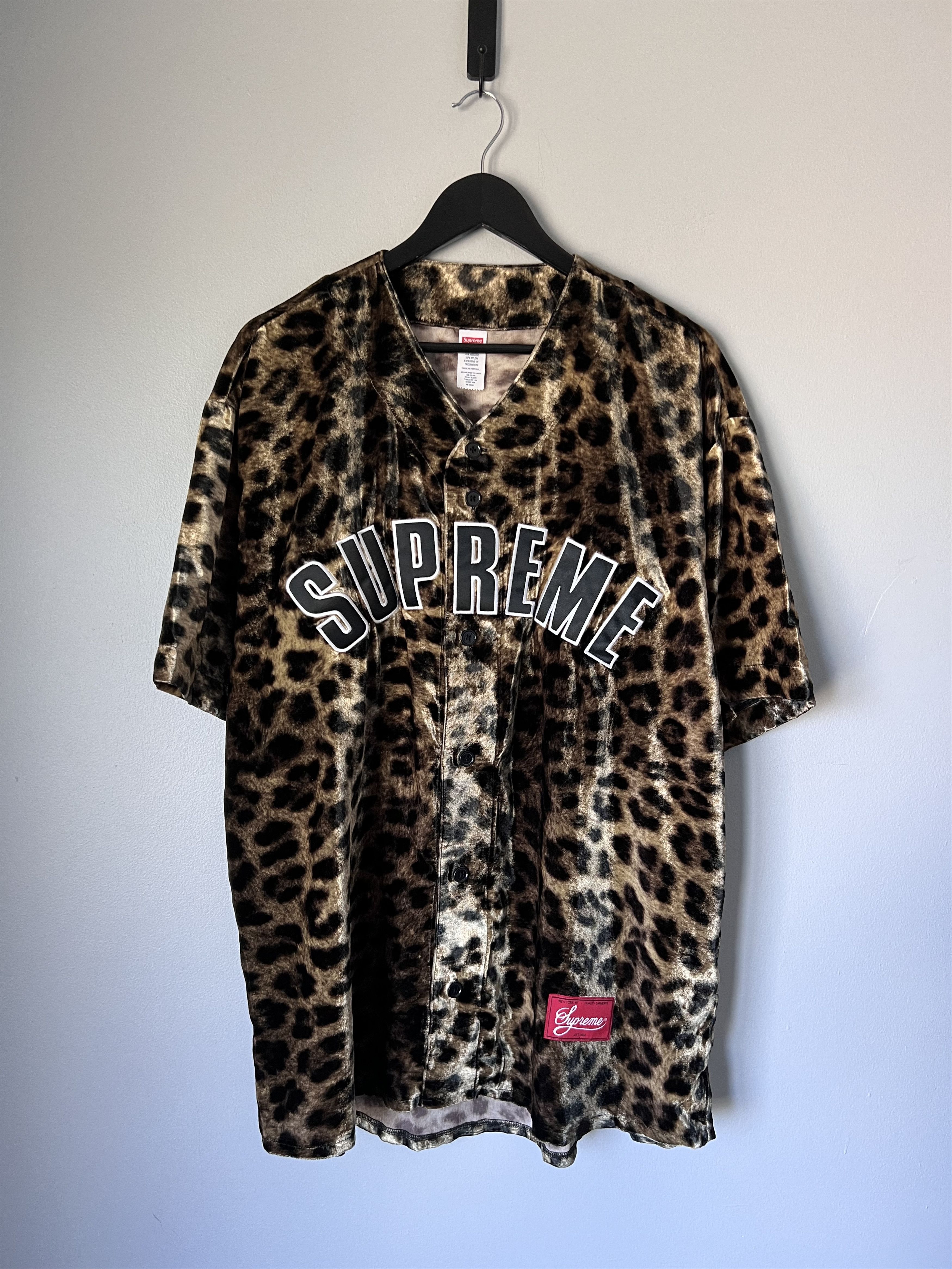 Buy Supreme Velvet Baseball Jersey 'Leopard' - SS25KN69