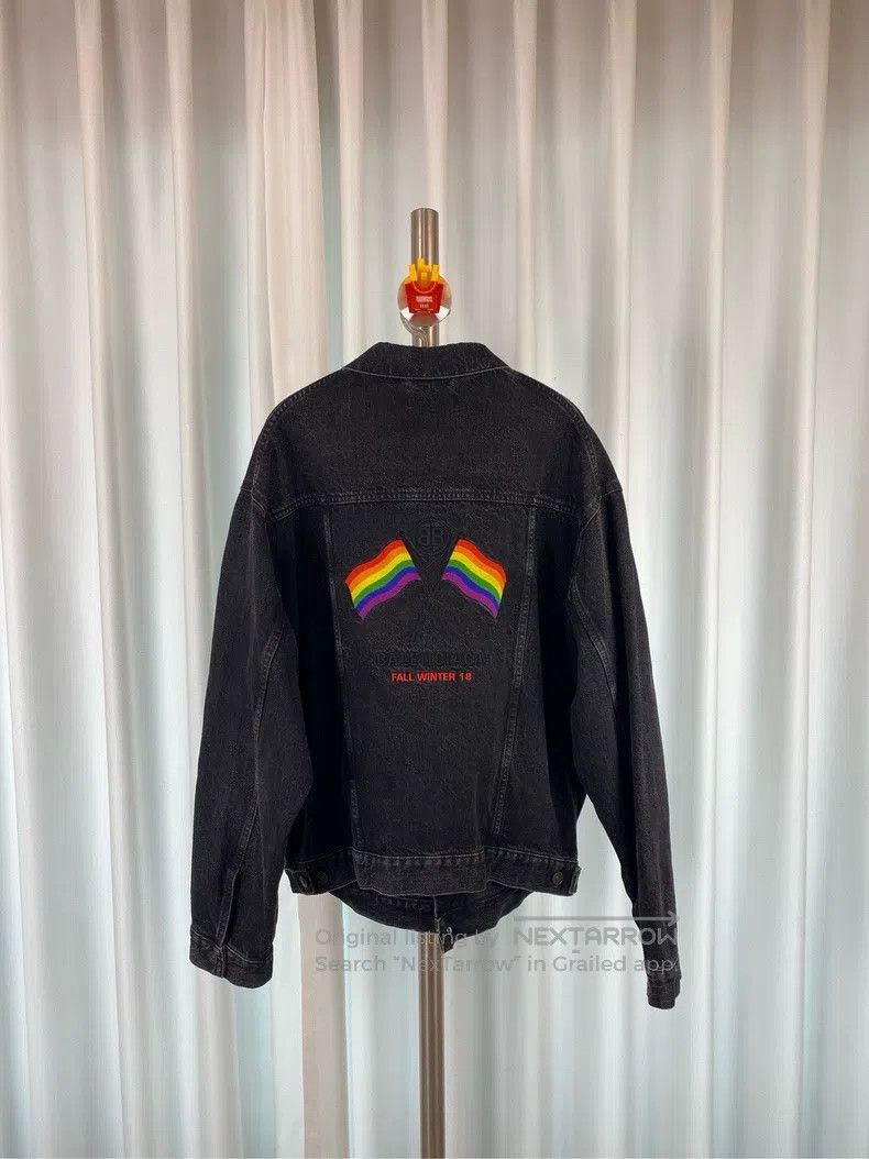 Balenciaga Balenciaga Double Color Flag Logo Black Denim Jacket Size US S / EU 44-46 / 1 - 3 Thumbnail