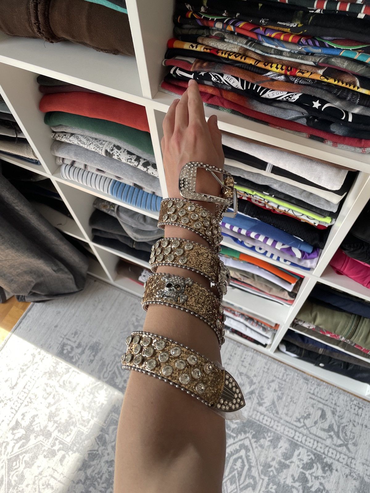 Other Y2K Vintage Avant Garde Belt Rhinestones Skulls Japanese Size ONE SIZE - 3 Thumbnail