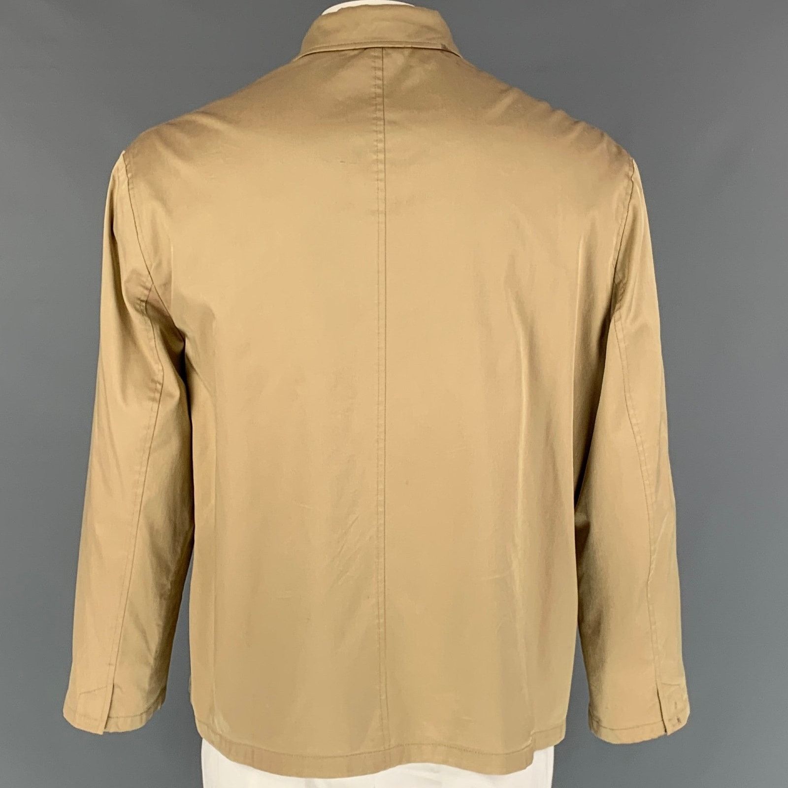 Prada PRADA Size XL Beige Solid Silk Blend Zip & Velcro Jacket Size US XL / EU 56 / 4 - 3 Thumbnail