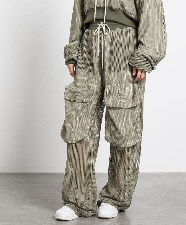 Off-White o1y1225 Logo Cargo Sweatpant in Military Green Size 27" / US 4 / IT 40 - 2 Thumbnail