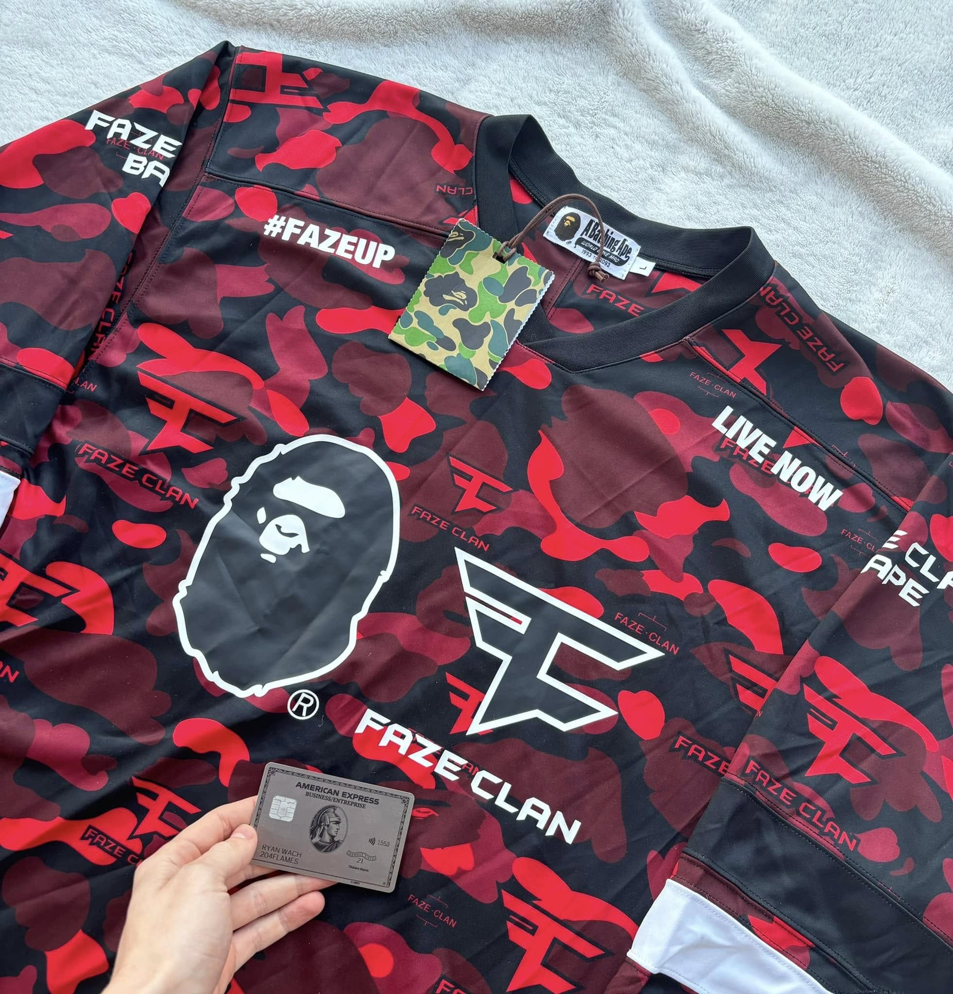 Bape × FaZe Bape x Faze Clan Red Camo Hockey Jersey Size US XL / EU 56 / 4 - 3 Thumbnail