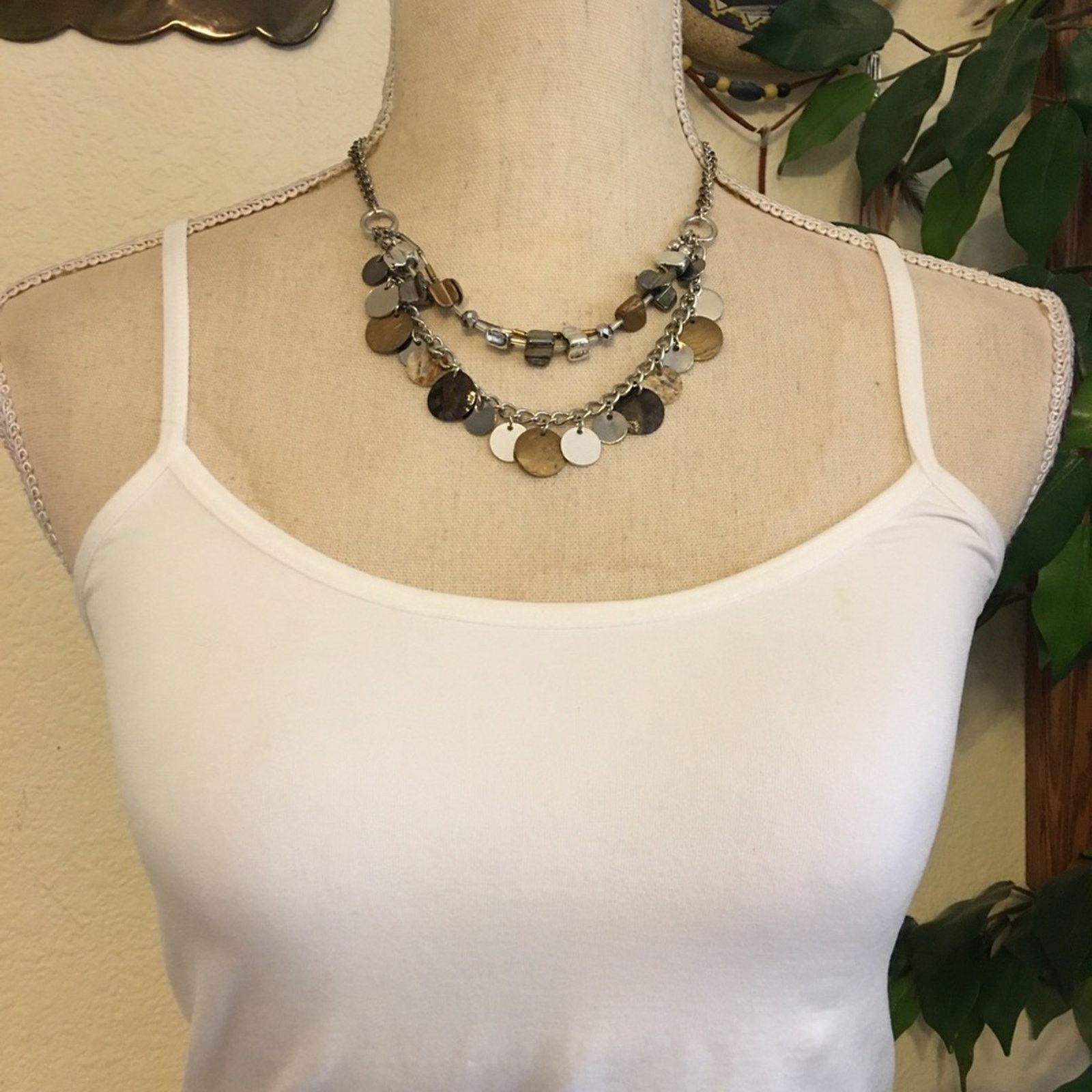 Jewelry Gold/silver/chrome tone multi strand necklace Size ONE SIZE - 3 Thumbnail