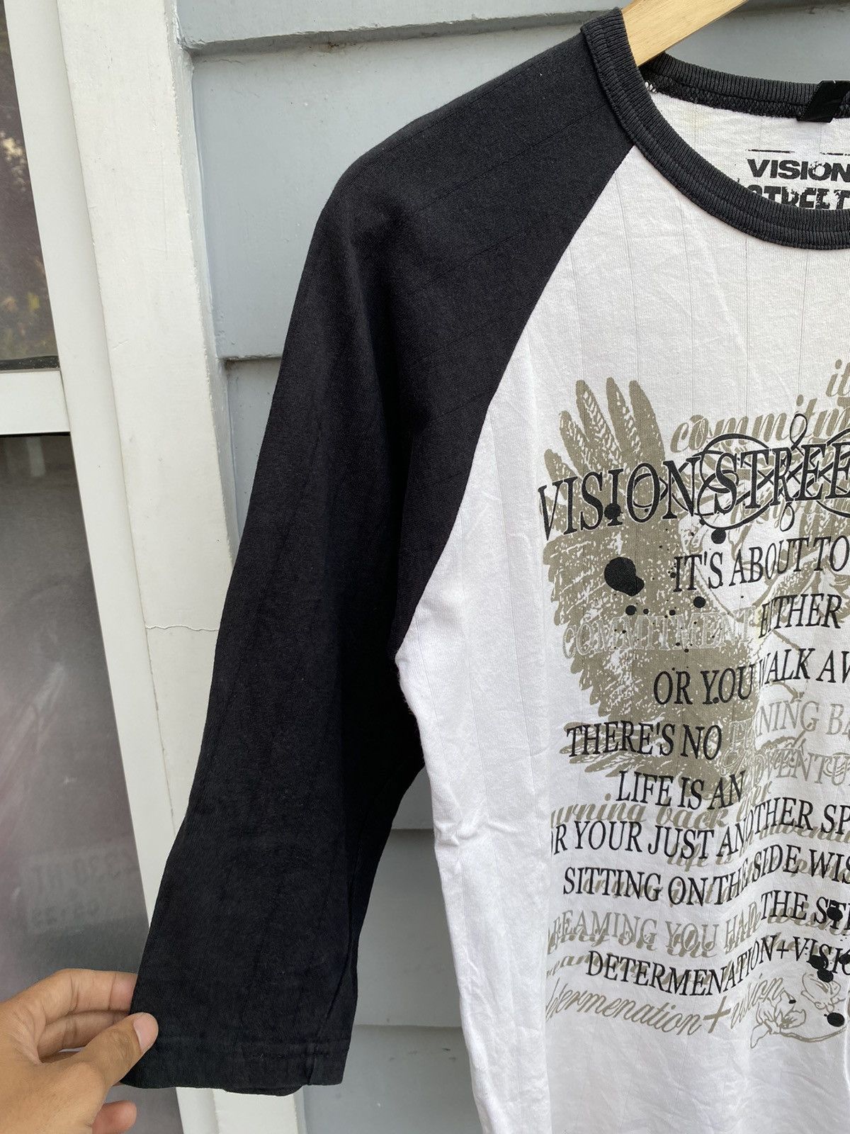 Japanese Brand Vision Street Wear Skull Label & Eagle Poem Graphic Raglan Size US L / EU 52-54 / 3 - 3 Thumbnail