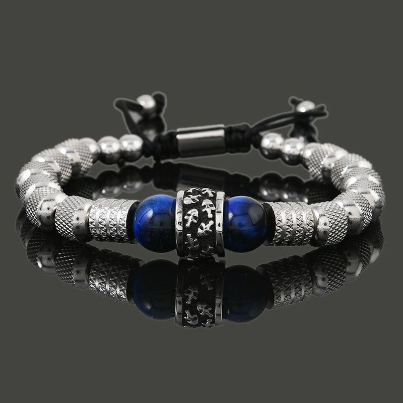 Other Tiger Stone Stainless Steel Beads Skull Bracelet Size ONE SIZE - 1 Thumbnail