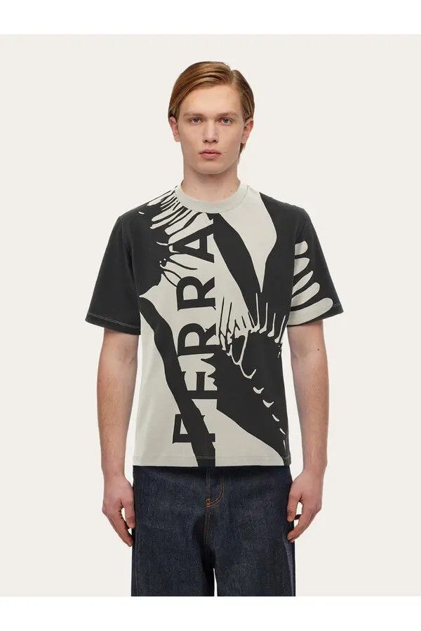 Salvatore Ferragamo o1s1rm0126 Venus Print T-Shirt in White/Black Size US S / EU 44-46 / 1 - 2 Thumbnail