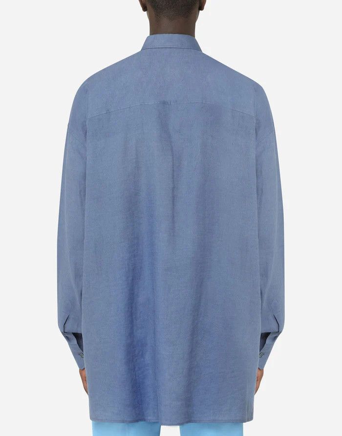 Dolce & Gabbana o1y0125 Linen Shirt in Slate Blue Size US L / EU 52-54 / 3 - 3 Thumbnail