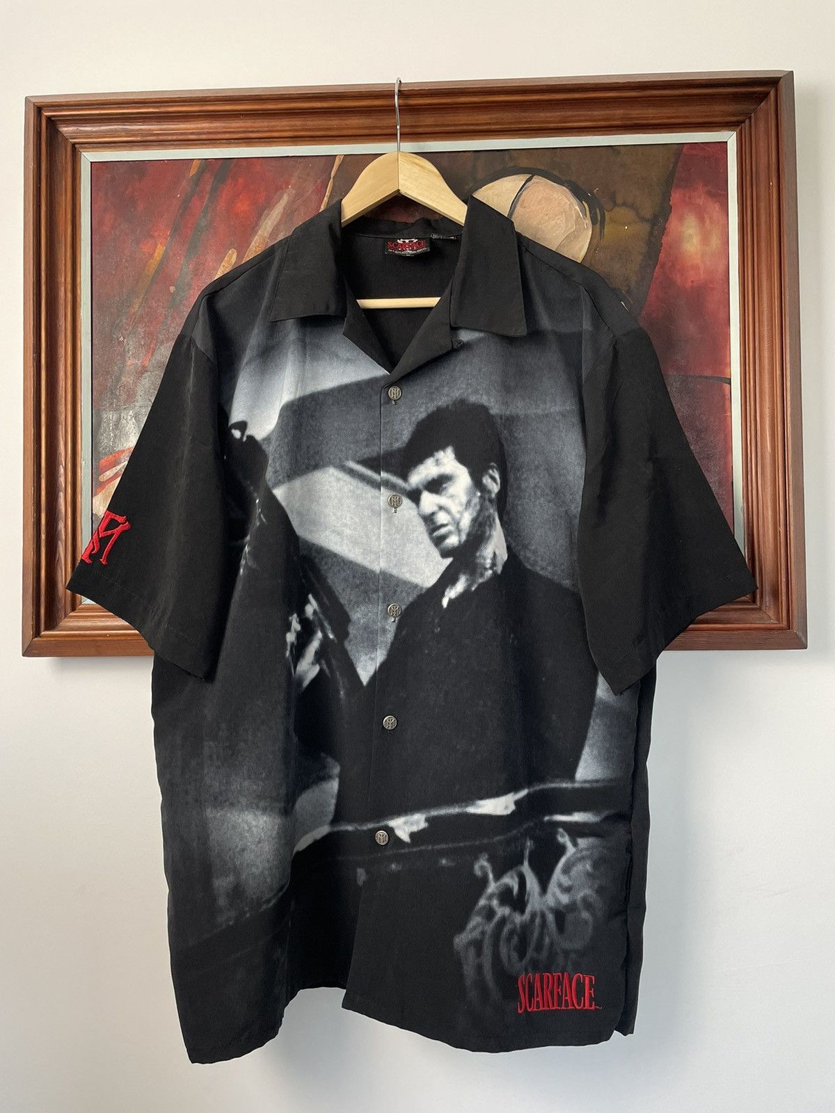 Vintage Vintage 90s very rare Scarface movie button up shirt gun | Grailed