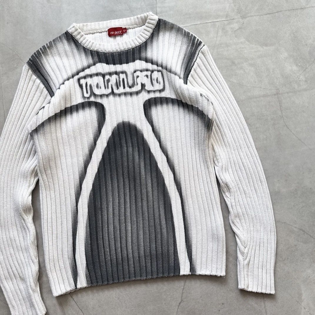 Hysteric Glamour × Undercover 00s Japan Tribal Torso Knit Ribbed Sweater Margiela Vibe Size US M / EU 48-50 / 2 - 2 Thumbnail