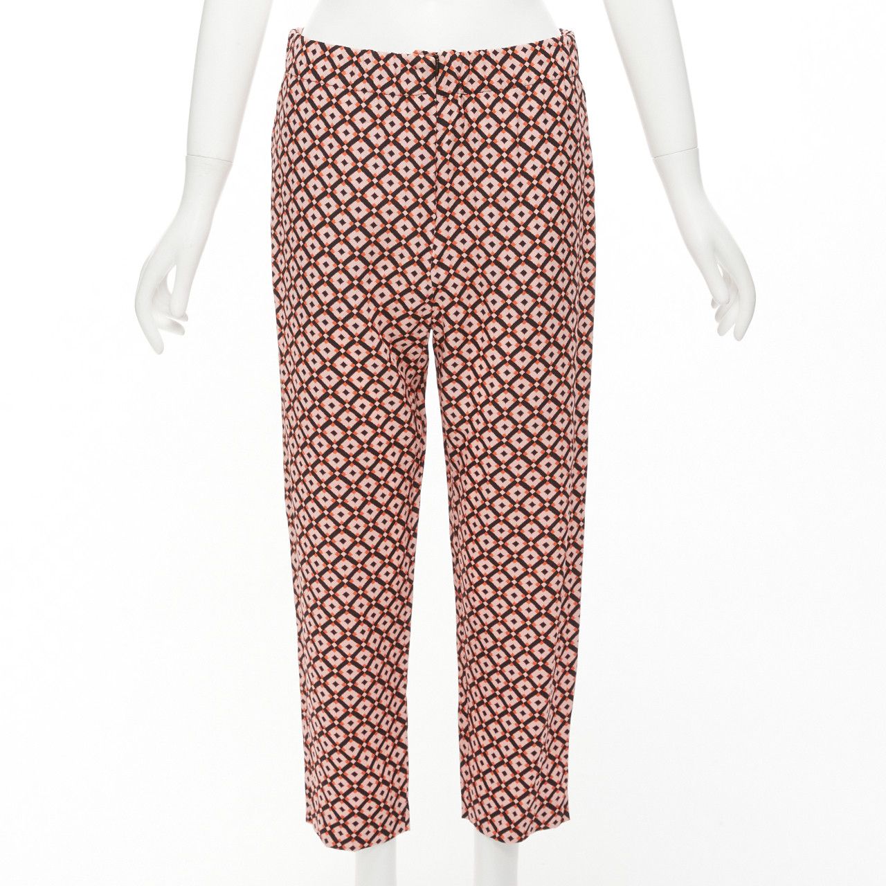 Marni MARNI 100% silk black pink geometric print elastic waist cropped pants IT40 S Size 27" / US 4 / IT 40 - 1 Thumbnail
