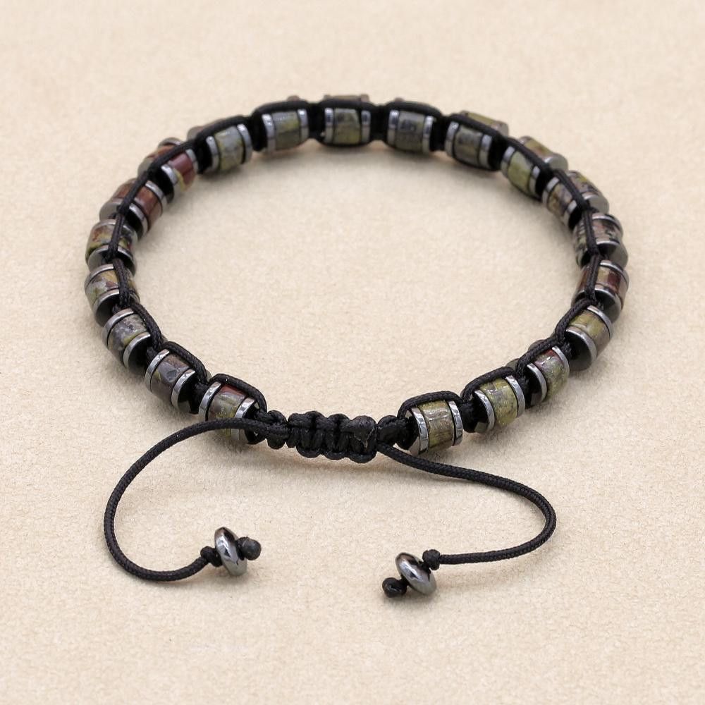 Handmade × Vintage 18.5cm Natural Stone Hematite Beads Braided Bracelet Size ONE SIZE - 2 Thumbnail