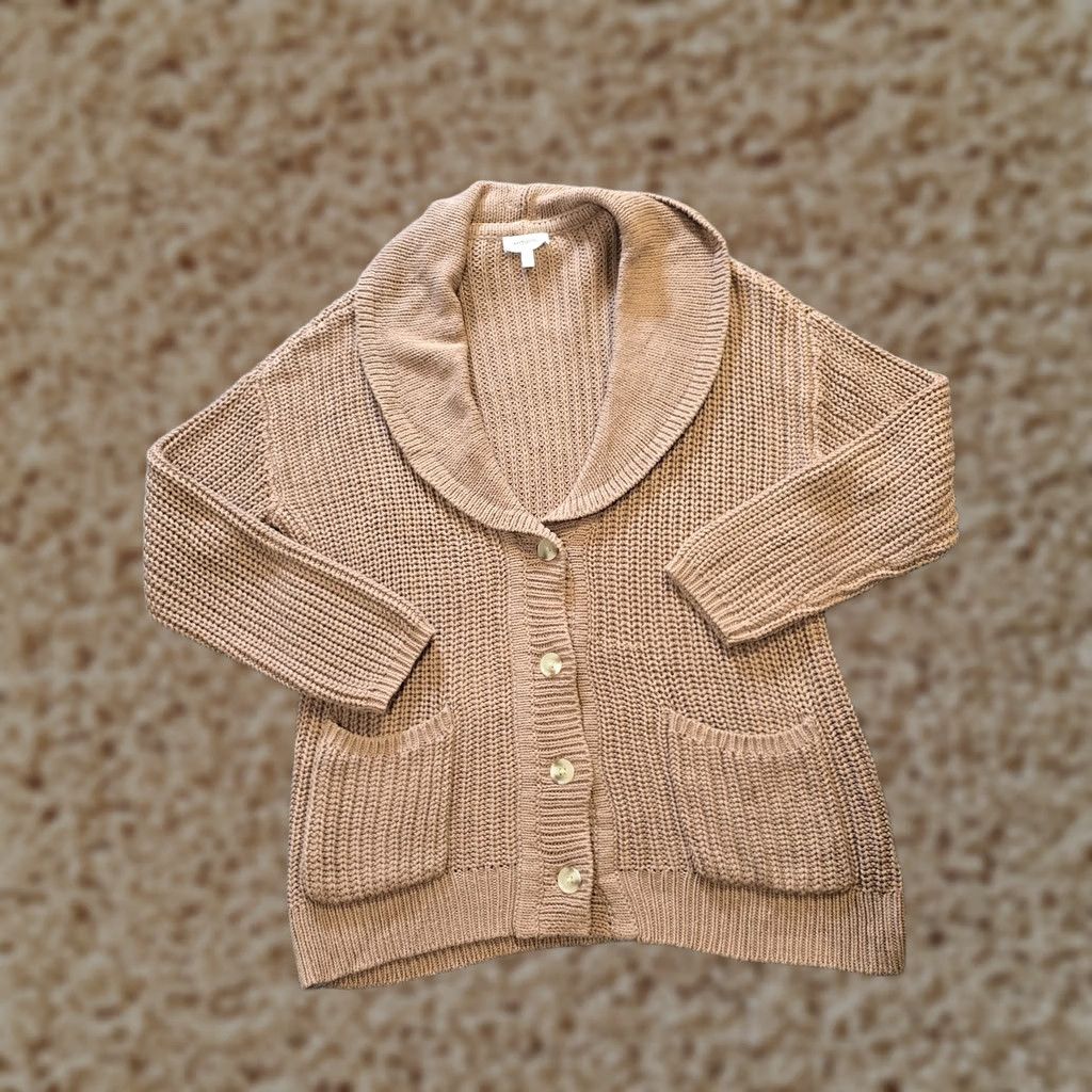 Vintage Haven Sweater Cardigan Women Large Brown Chunky Knit Pockets Capsule Casual Knitwear Winter Fall Spring Size L / US 10 / IT 46 - 1 Thumbnail