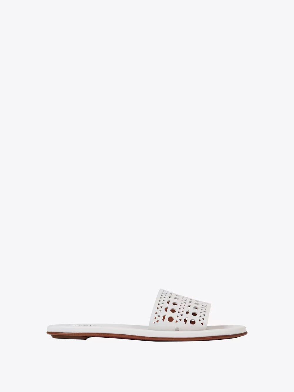 image of Alaia Flat Mule Shoess In Vienne Calfskin in White, Women's (Size 9)
