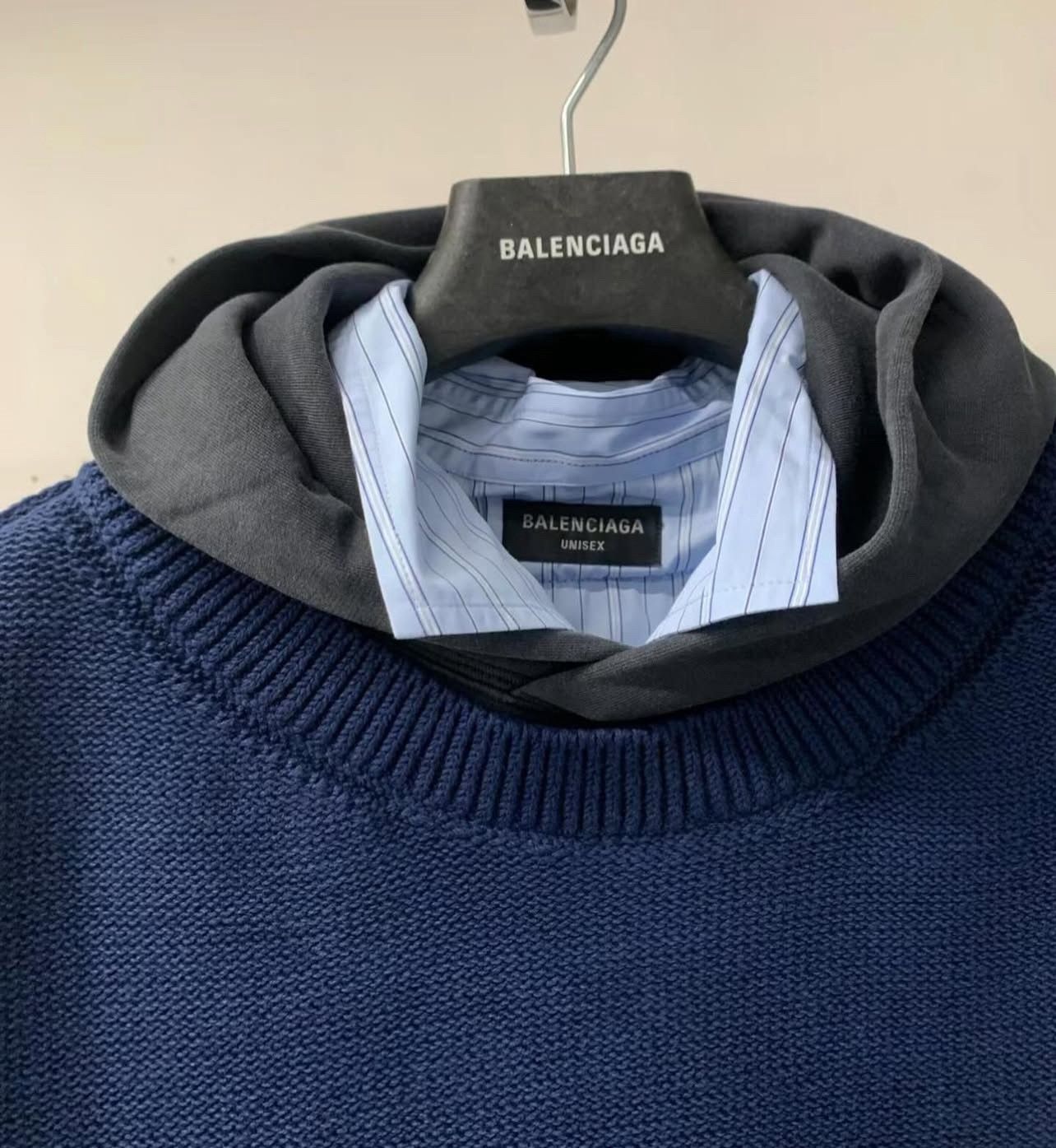 Balenciaga Layered Knit Hoodie Size US M / EU 48-50 / 2 - 4 Thumbnail