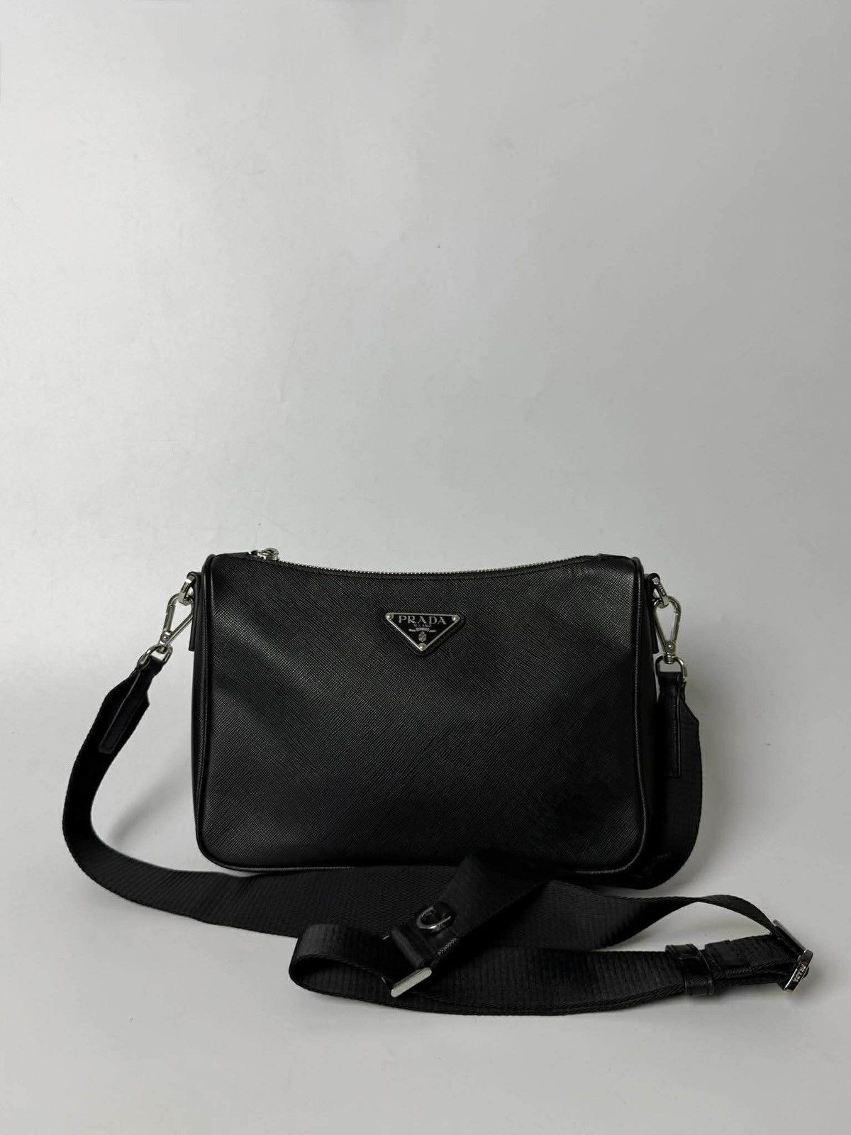 Prada Saffiano Black Leather Bag, Women's