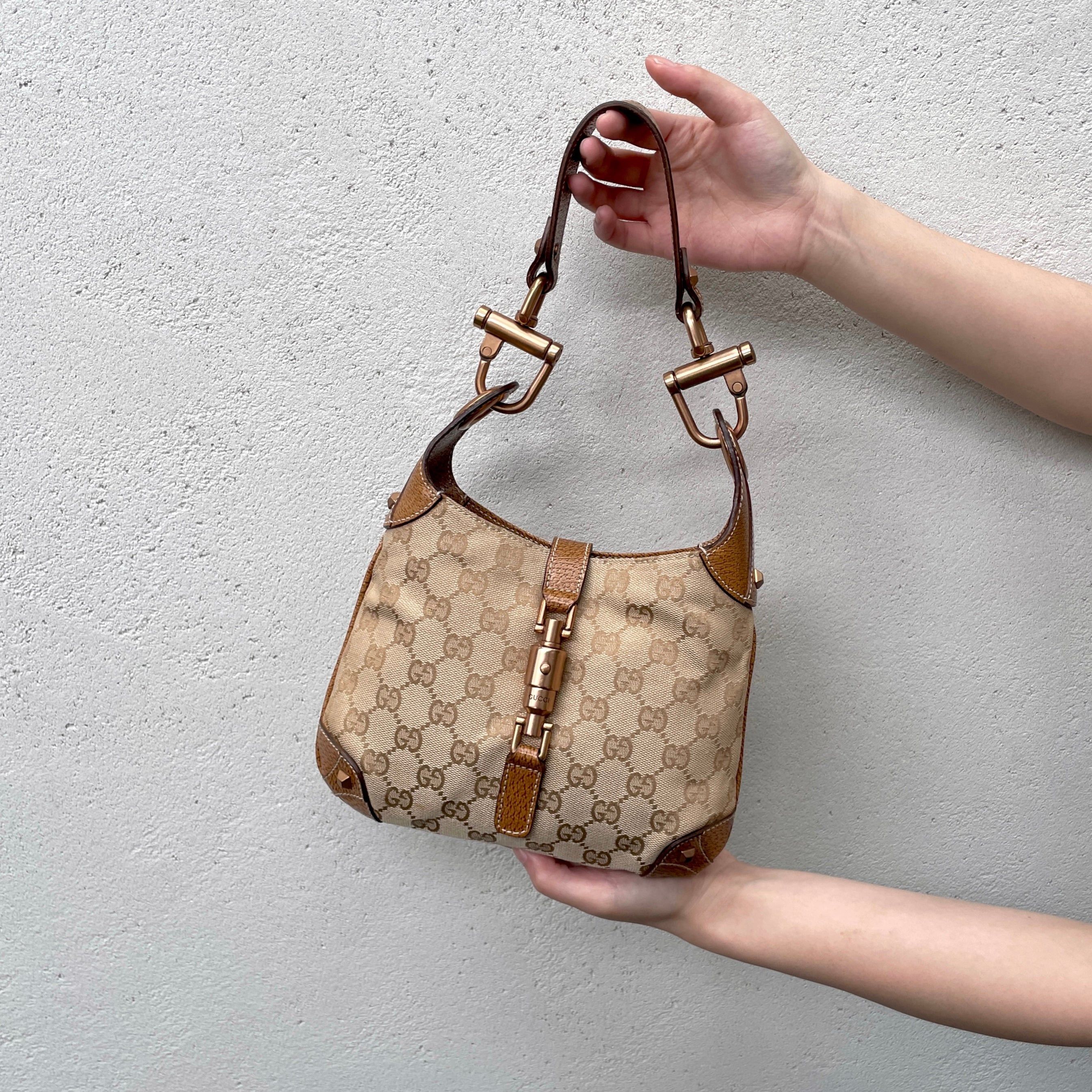 Gucci GG Canvas Jackie Pm Shoulder Bag Brown & Gold, Women's