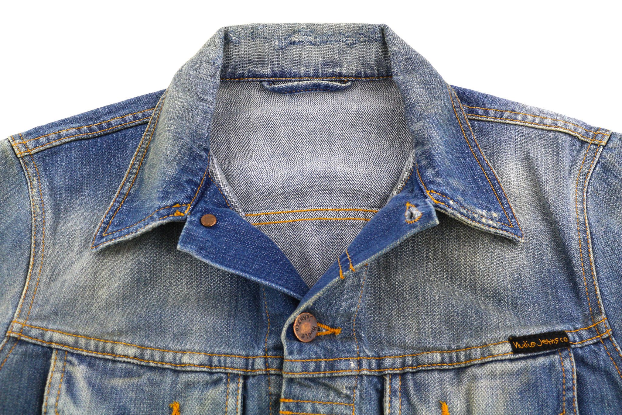 Nudie Jeans PERRY S Organic Bright Broken Mid Blue Washed Jacket 82442 Size US S / EU 44-46 / 1 - 4 Thumbnail