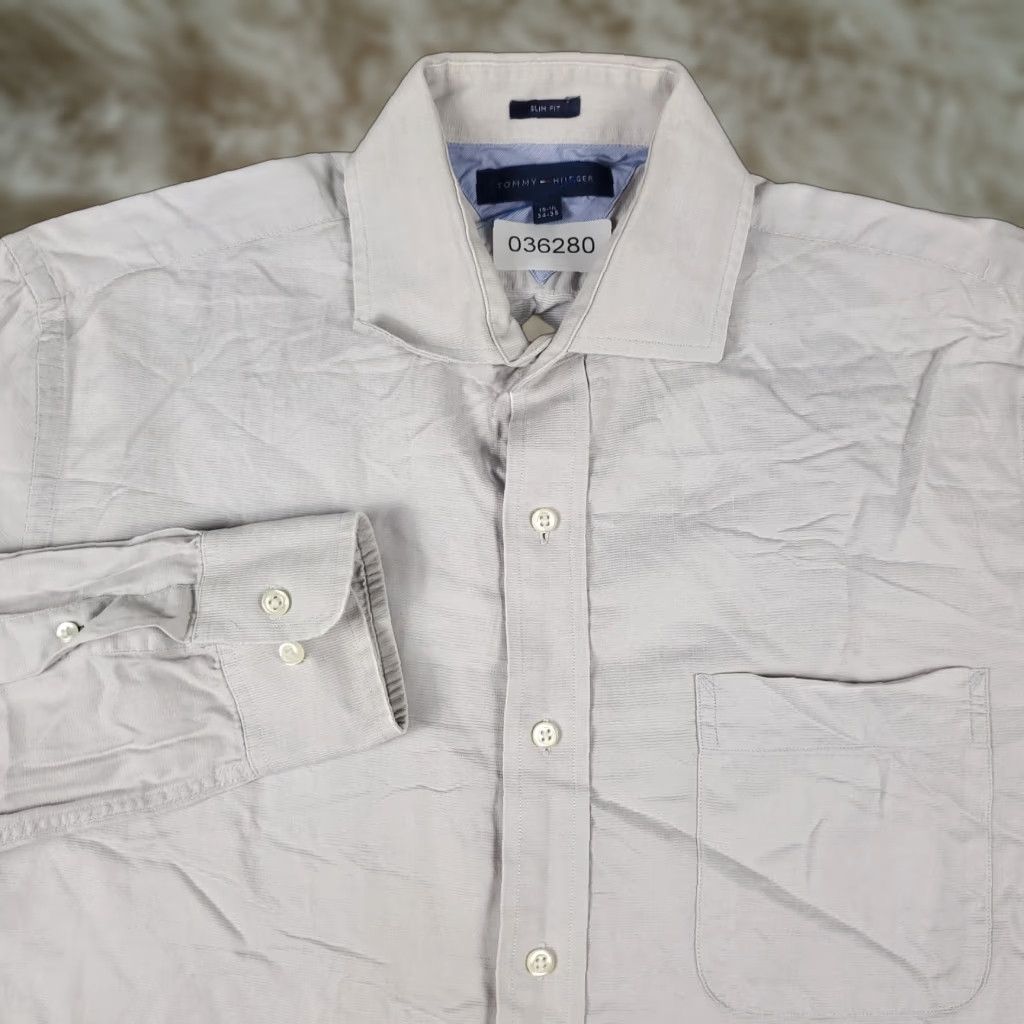Tommy Hilfiger Tommy Hilfiger Dress Shirt Mens 15.5 Gray Button Up Long Sleeve Size 40R - 1 Thumbnail