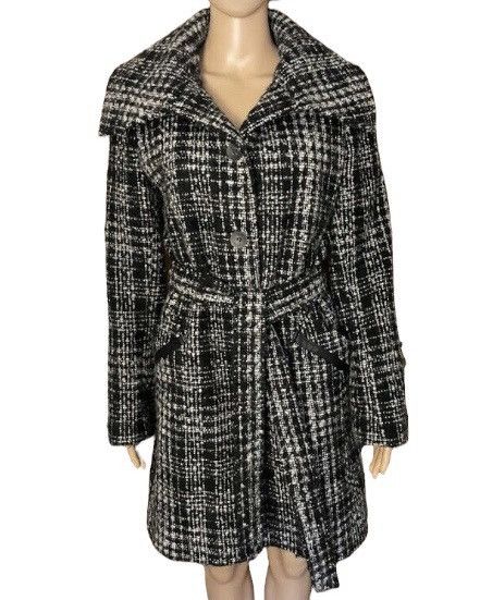 DKNY DKNY Belted Plaid Walker Coat Size XS / US 0-2 / IT 36-38 - 1 Thumbnail