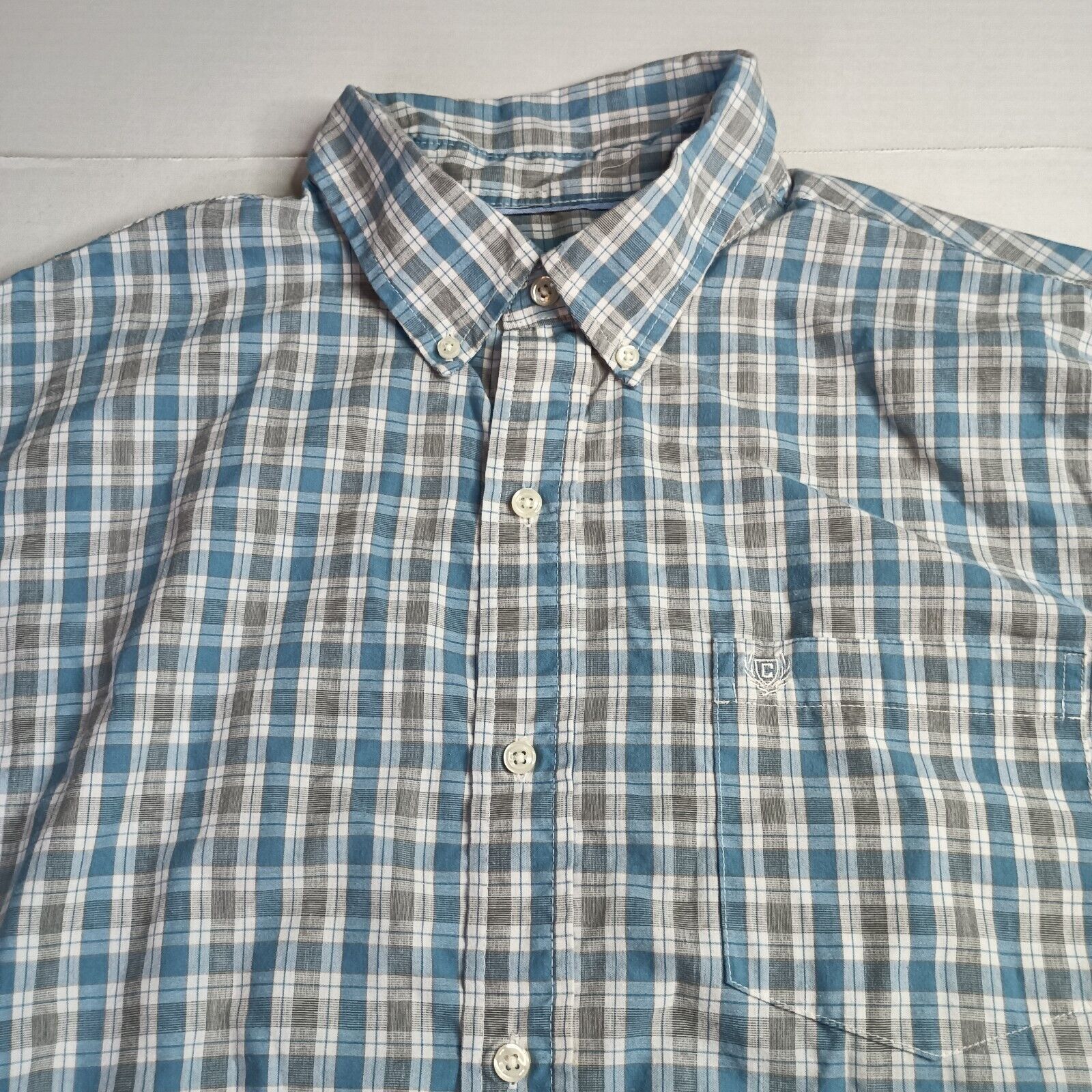 Chaps Chaps Shirt Men's XL Gray White Blue Easy Care Check Size US XL / EU 56 / 4 - 3 Thumbnail