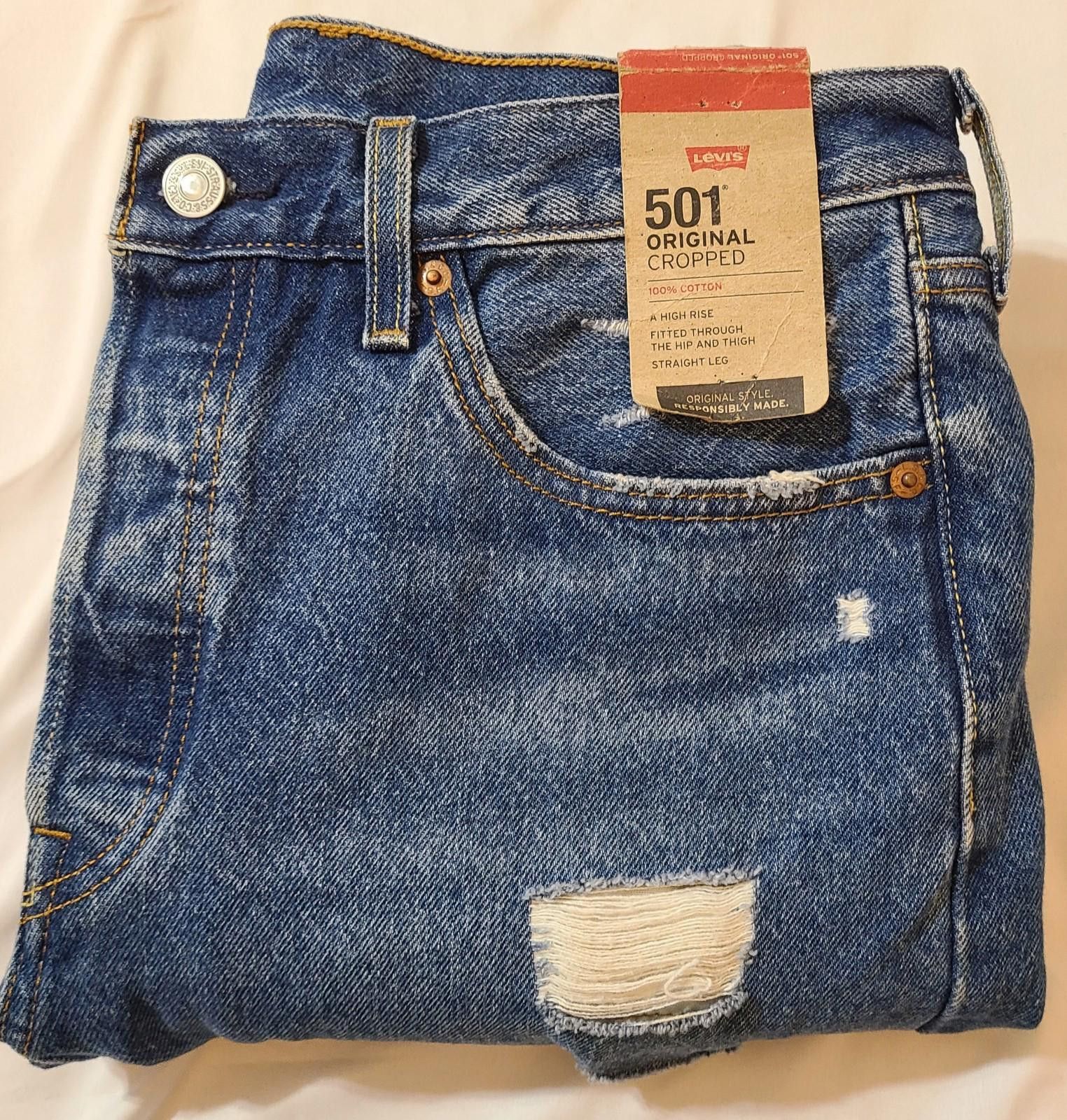Levi's NWT 2022 Levis 501 Original Cropped Jeans Sz 28x26 Waterless Size US 28 / EU 44 - 1 Thumbnail