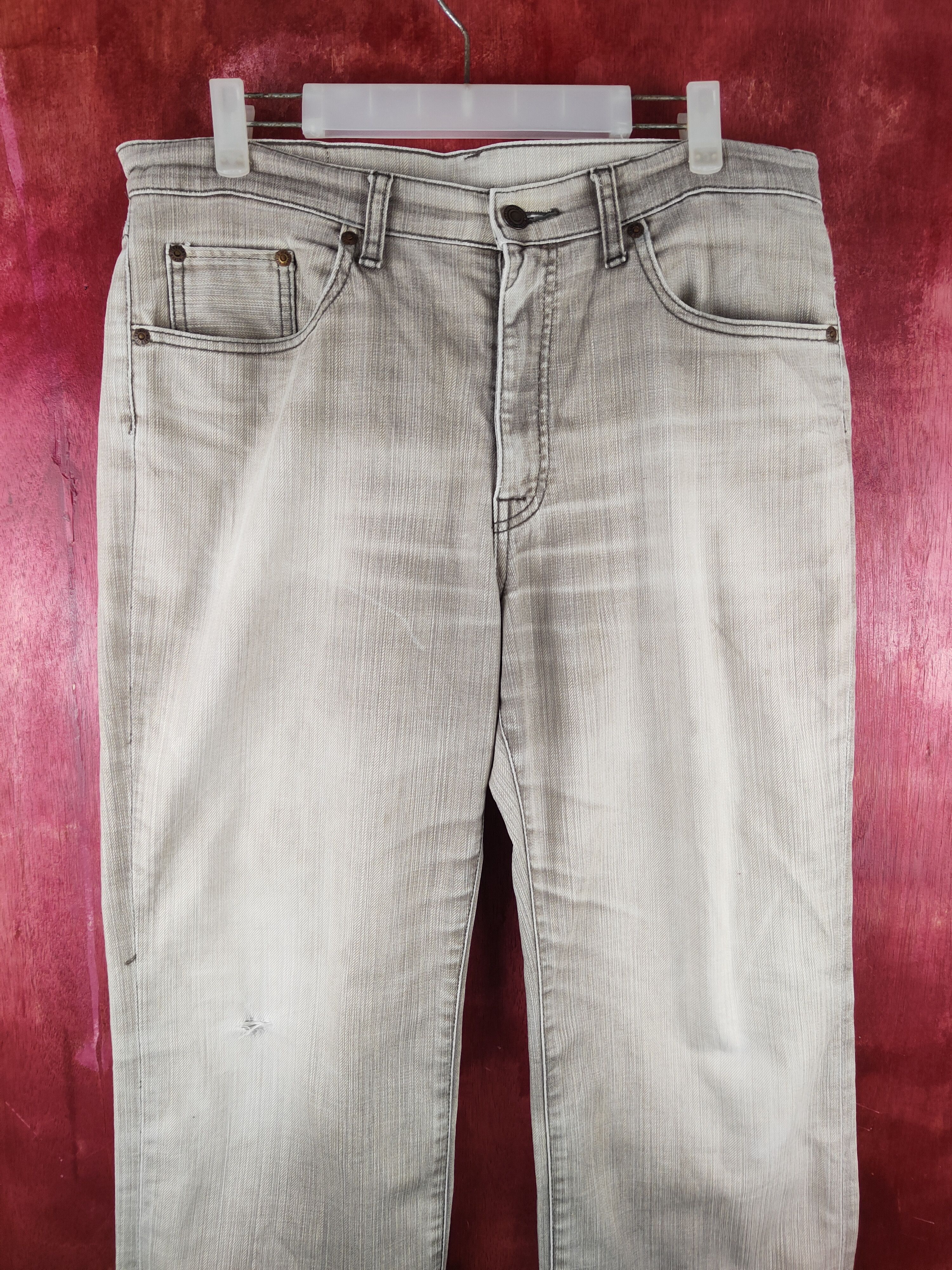 Japanese Brand Vintage Wolvo Faded Dark Brown Distressed Denim Pants N#S45 Size US 33 - 2 Thumbnail