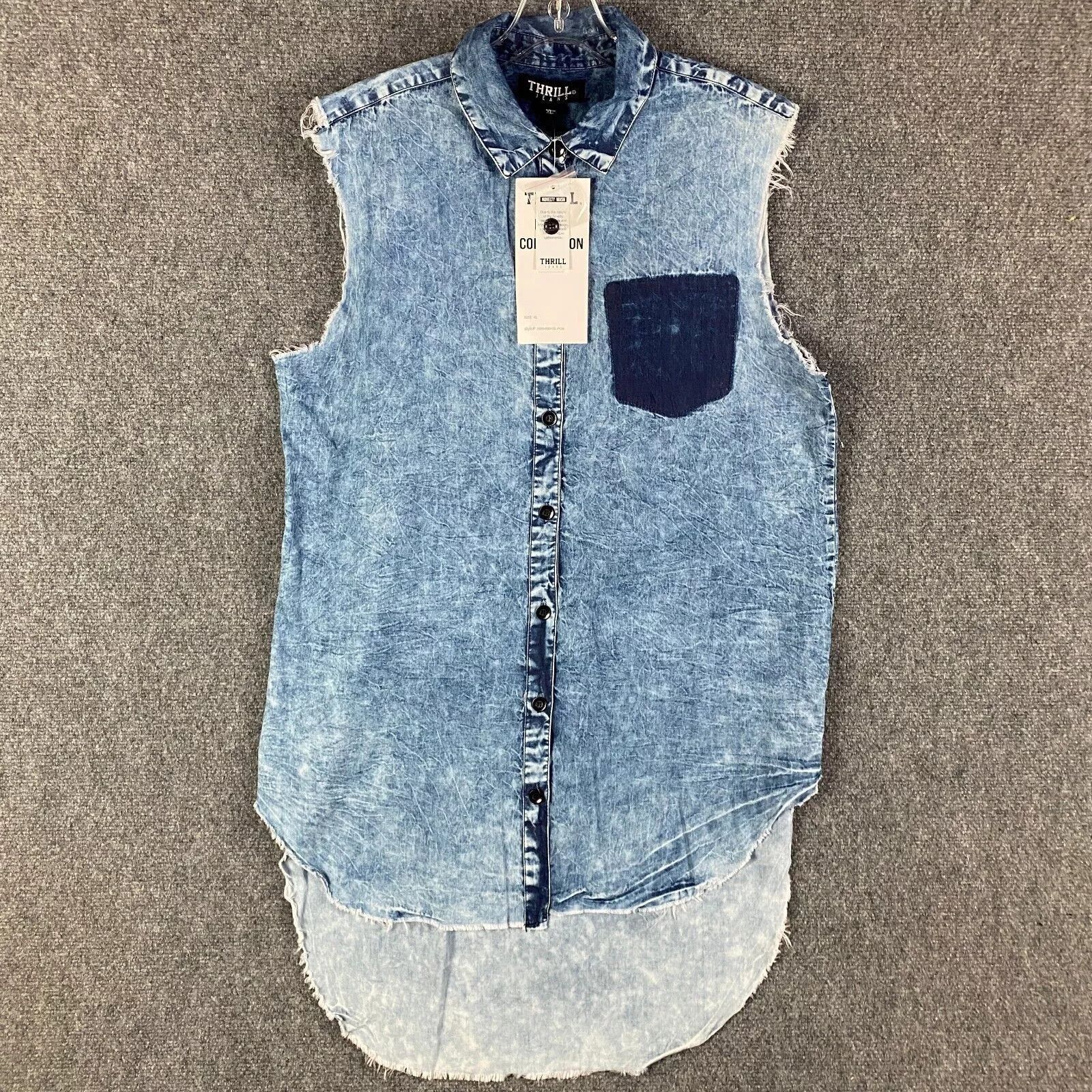 THRILLS Thrill Jeans Denim Top Women's XL Button Up Sleeveless Size XL / US 12-14 / IT 48-50 - 1 Thumbnail