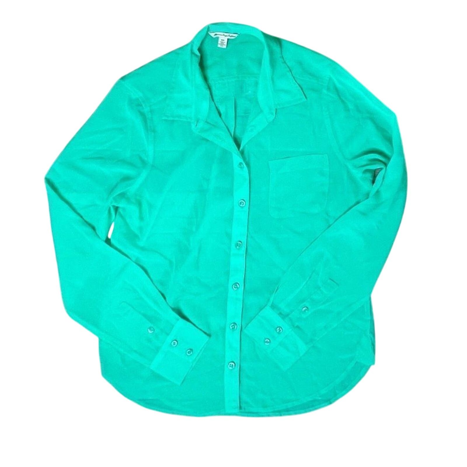American Eagle Outfitters American Eagle Mint Green Chiffon Button Up Blouse MEDIUM Size M / US 6-8 / IT 42-44 - 3 Thumbnail